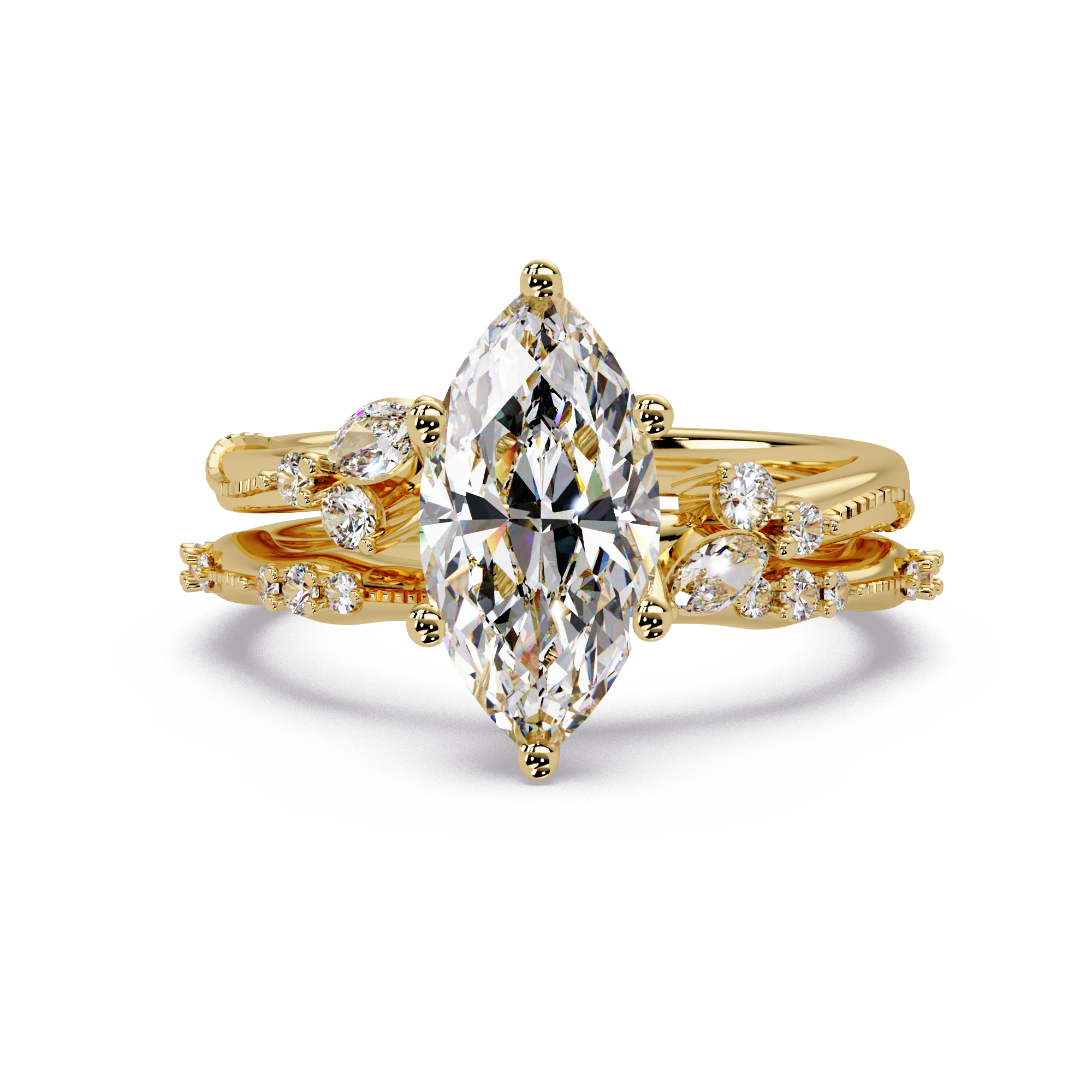 Marquise & Round Cut Diamond Band Ring