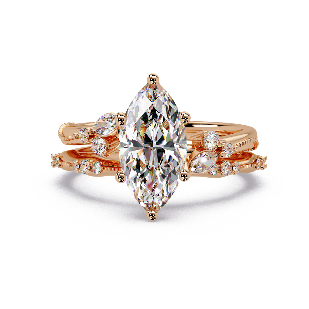 Marquise & Round Cut Diamond Band Ring
