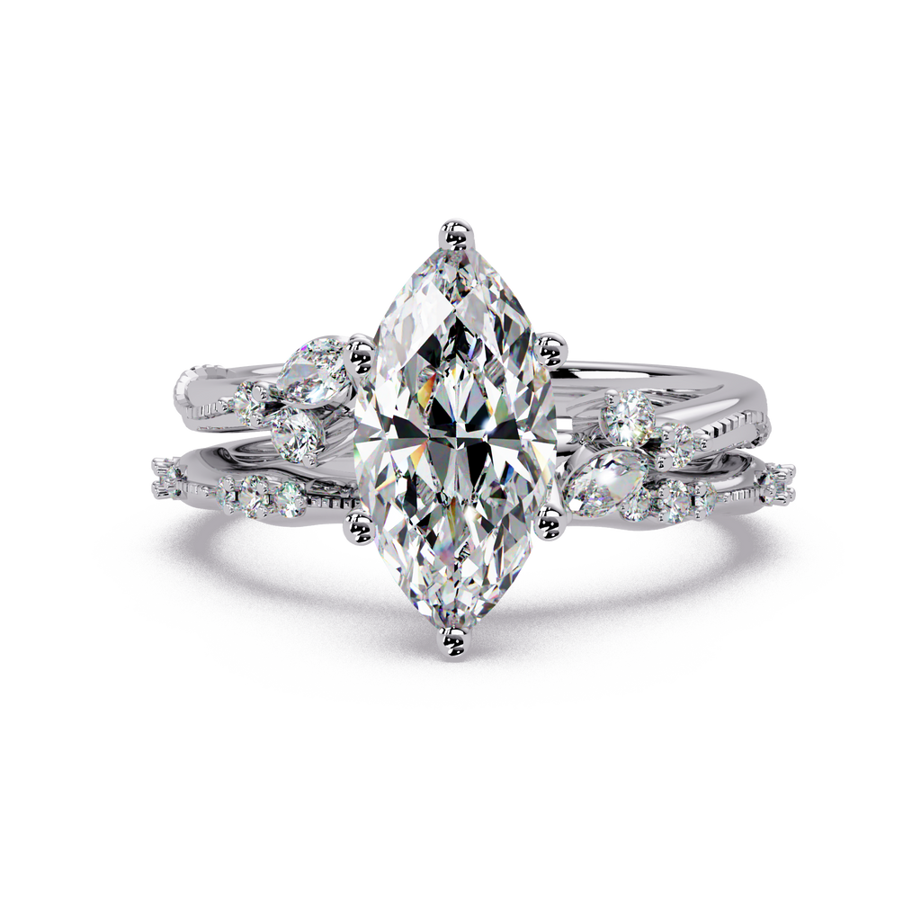 Marquise & Round Cut Diamond Band Ring