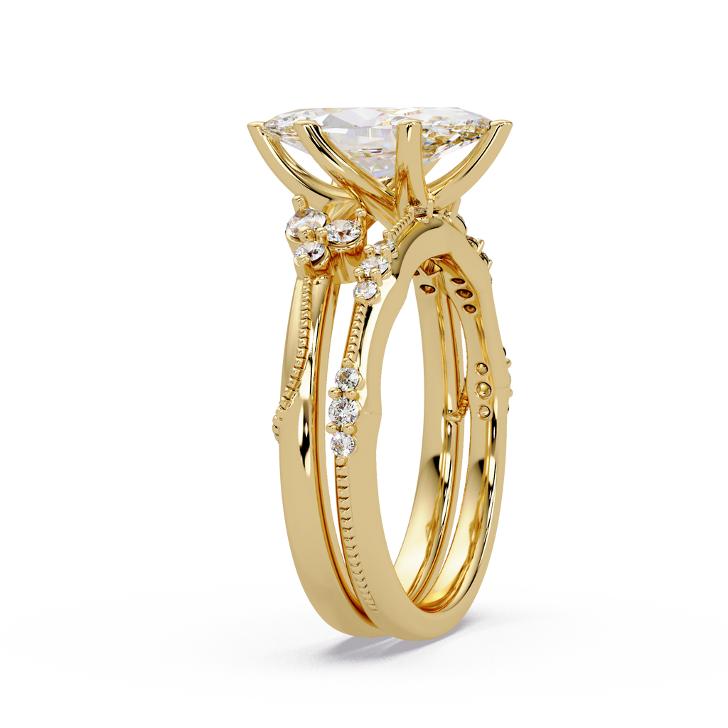 Marquise & Round Cut Diamond Band Ring