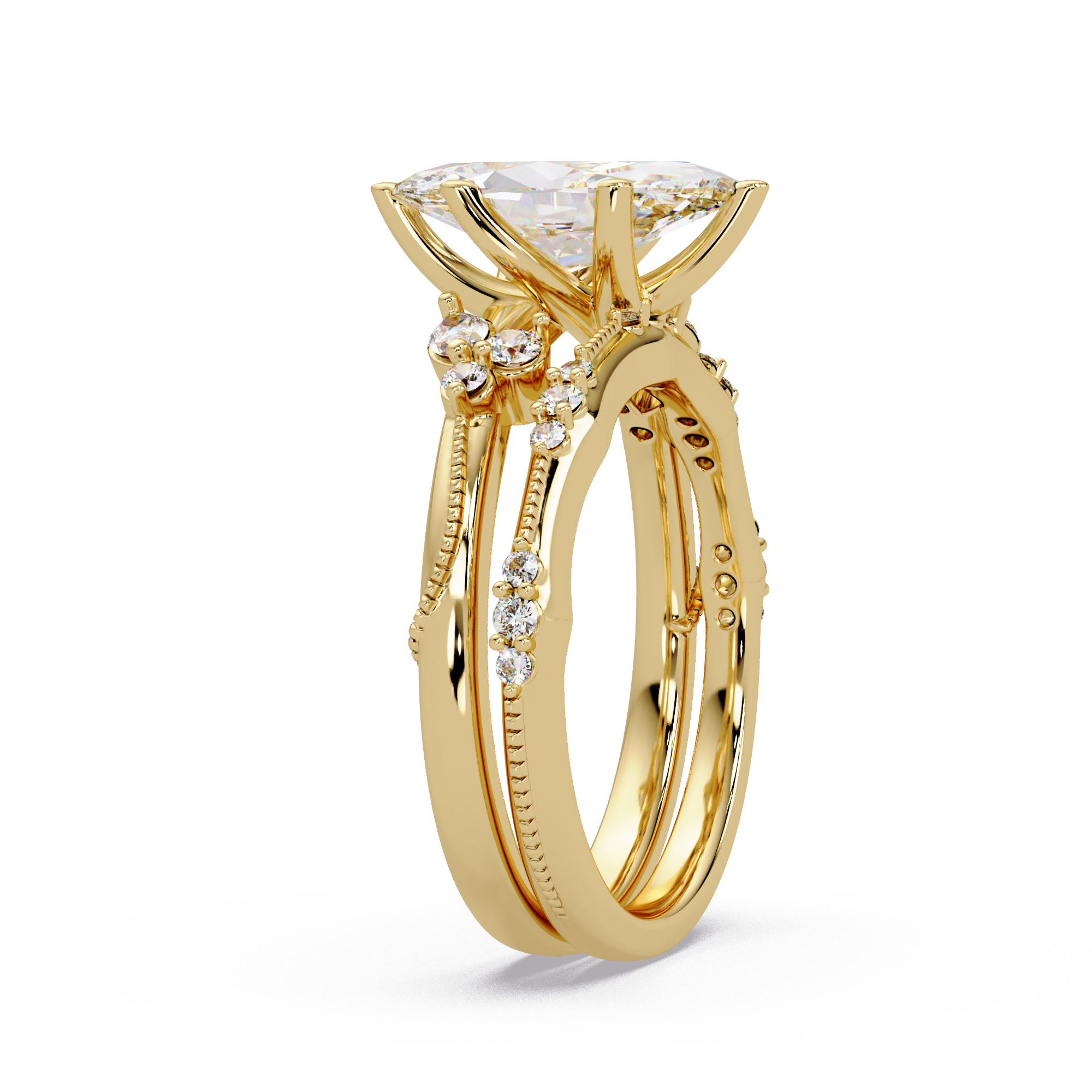 Marquise & Round Cut Diamond Band Ring