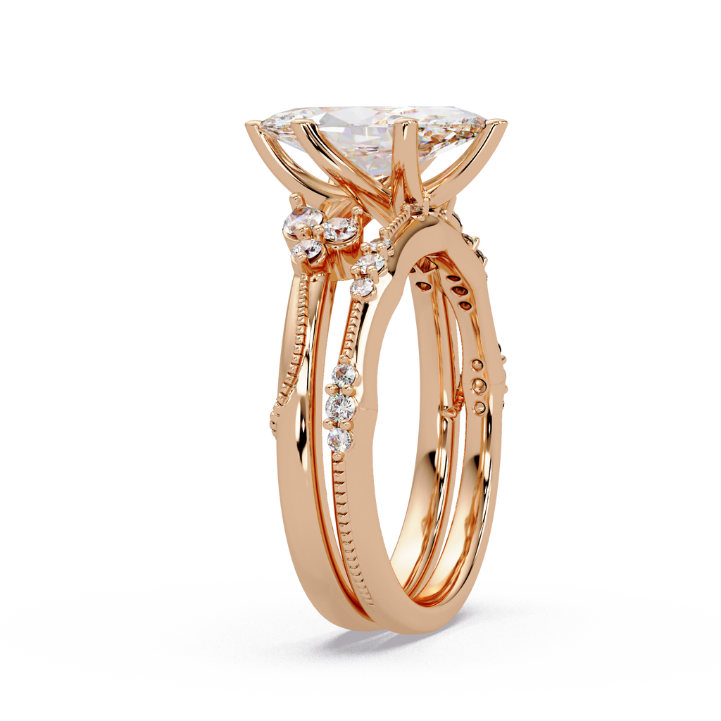 Marquise & Round Cut Diamond Band Ring