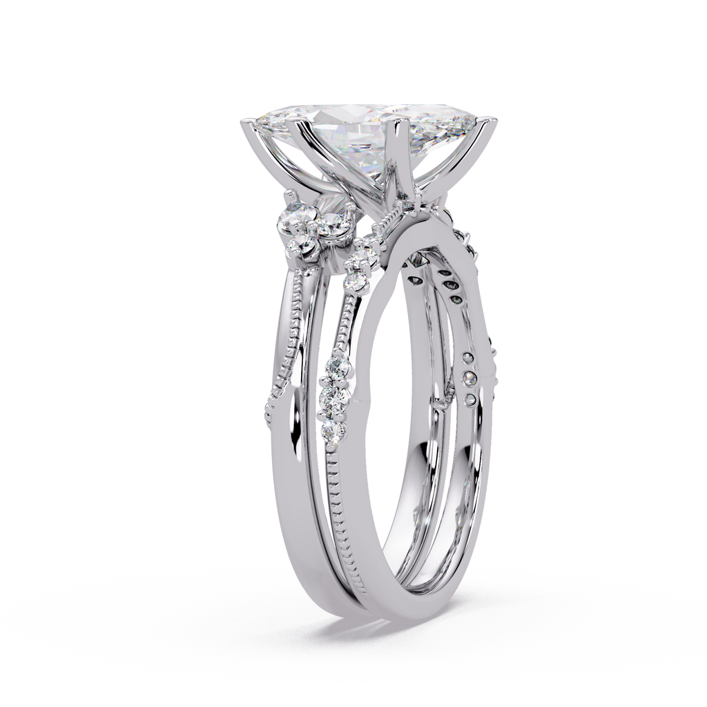 Marquise & Round Cut Diamond Band Ring