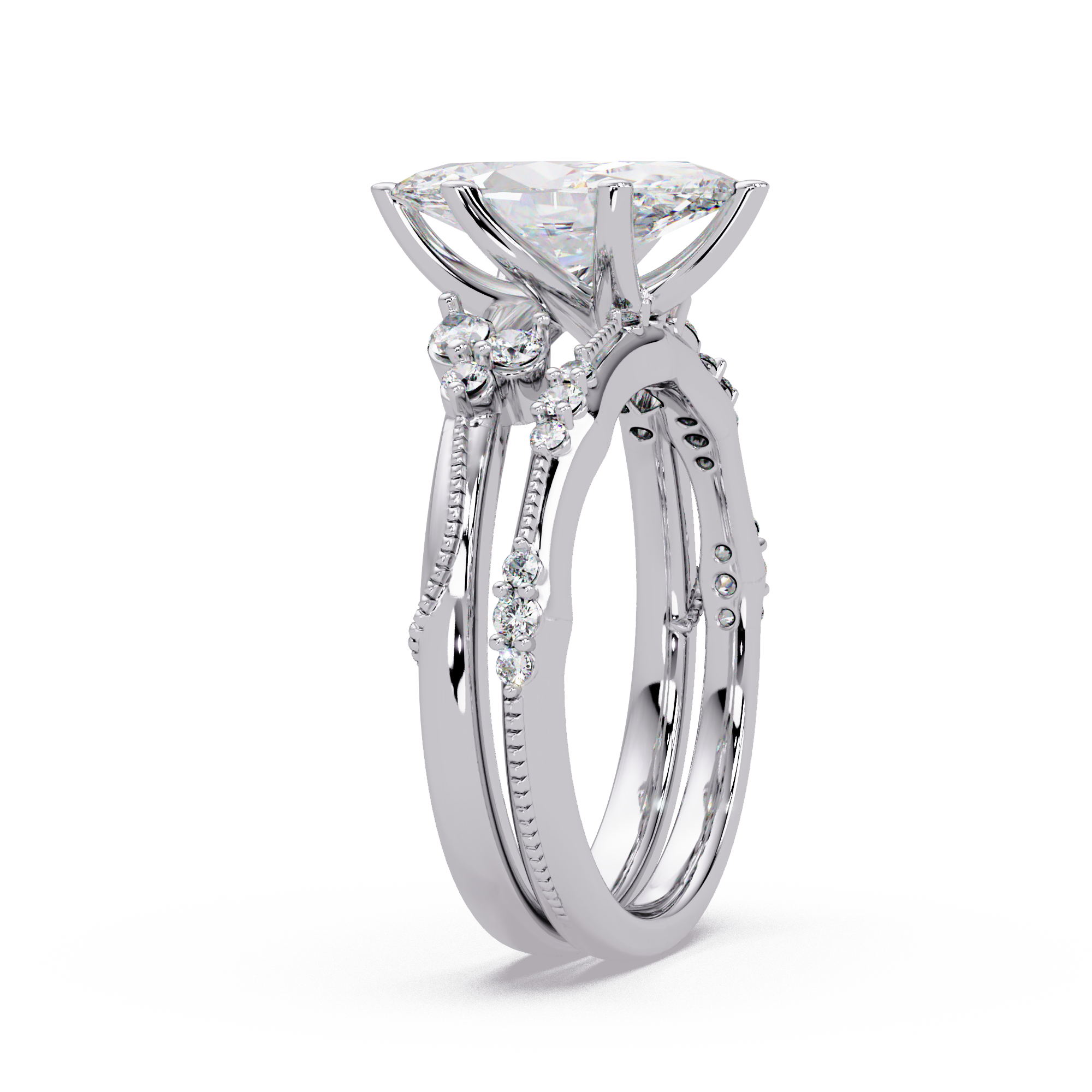 Marquise & Round Cut Diamond Band Ring