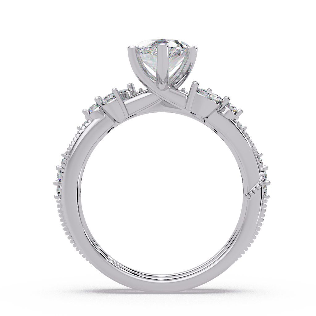 Marquise & Round Cut Diamond Band Ring