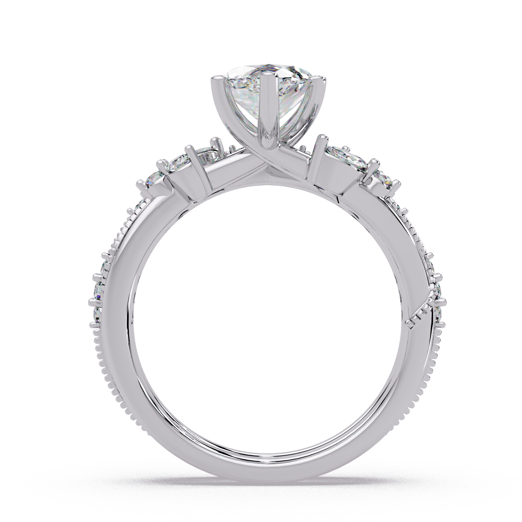 Marquise & Round Cut Diamond Band Ring