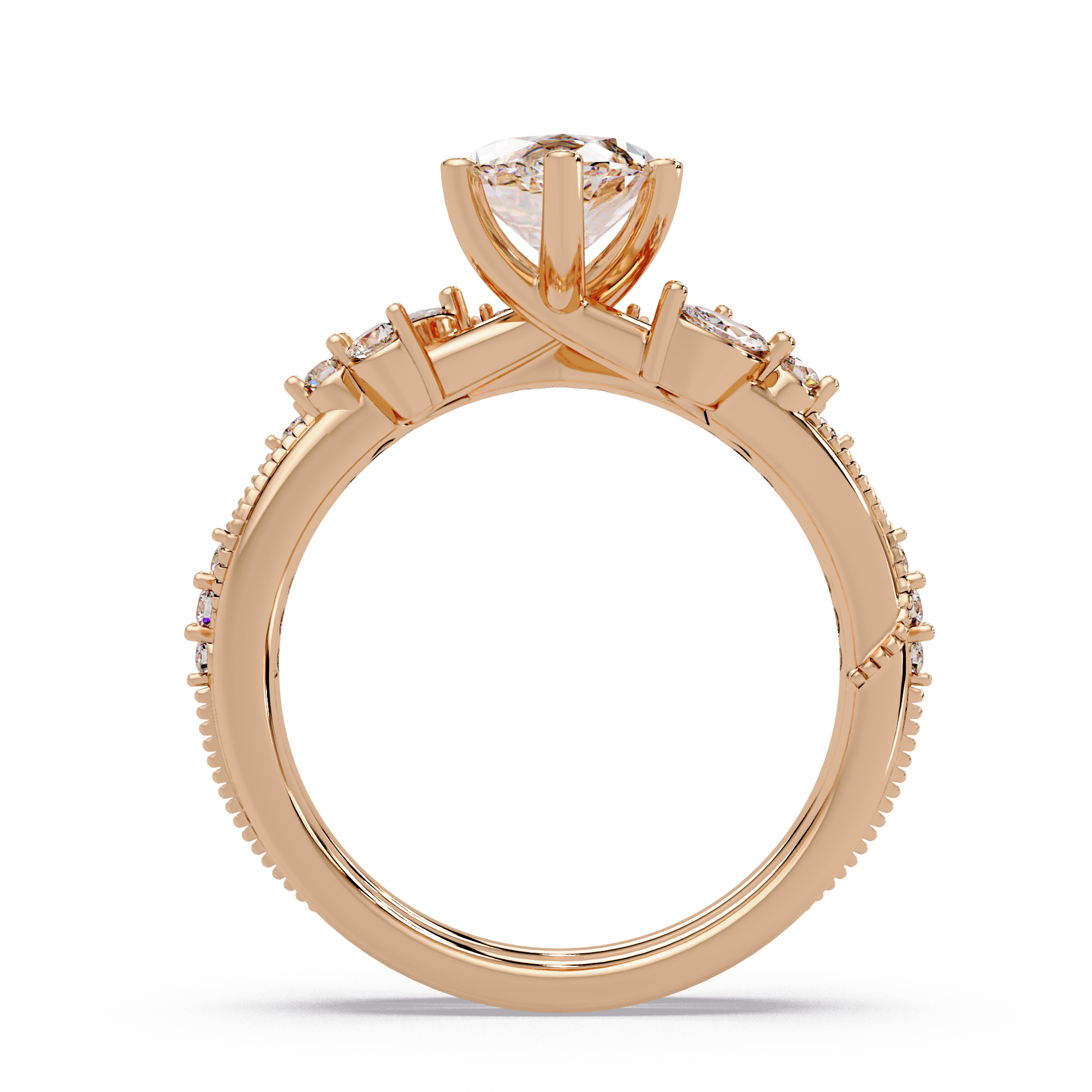 Marquise & Round Cut Diamond Band Ring