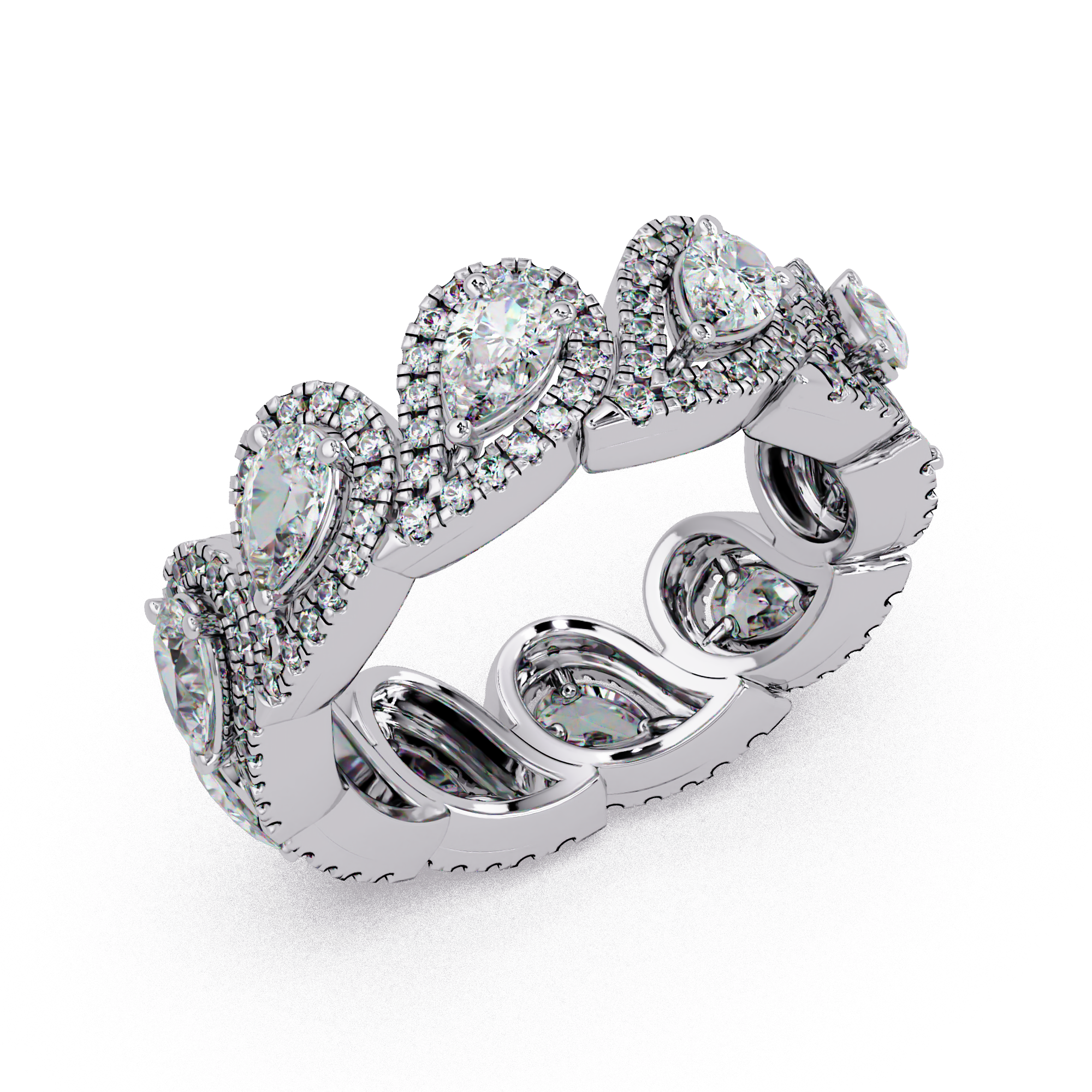 Pear & Round Cut Diamond Band Ring