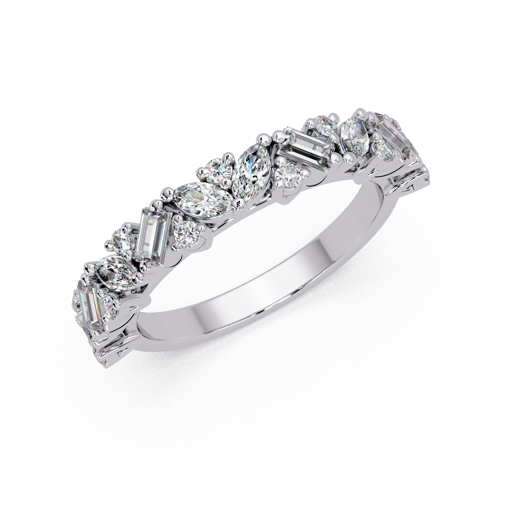 Baguette Straight, Marquise & Round Cut Diamond Ladies Ring
