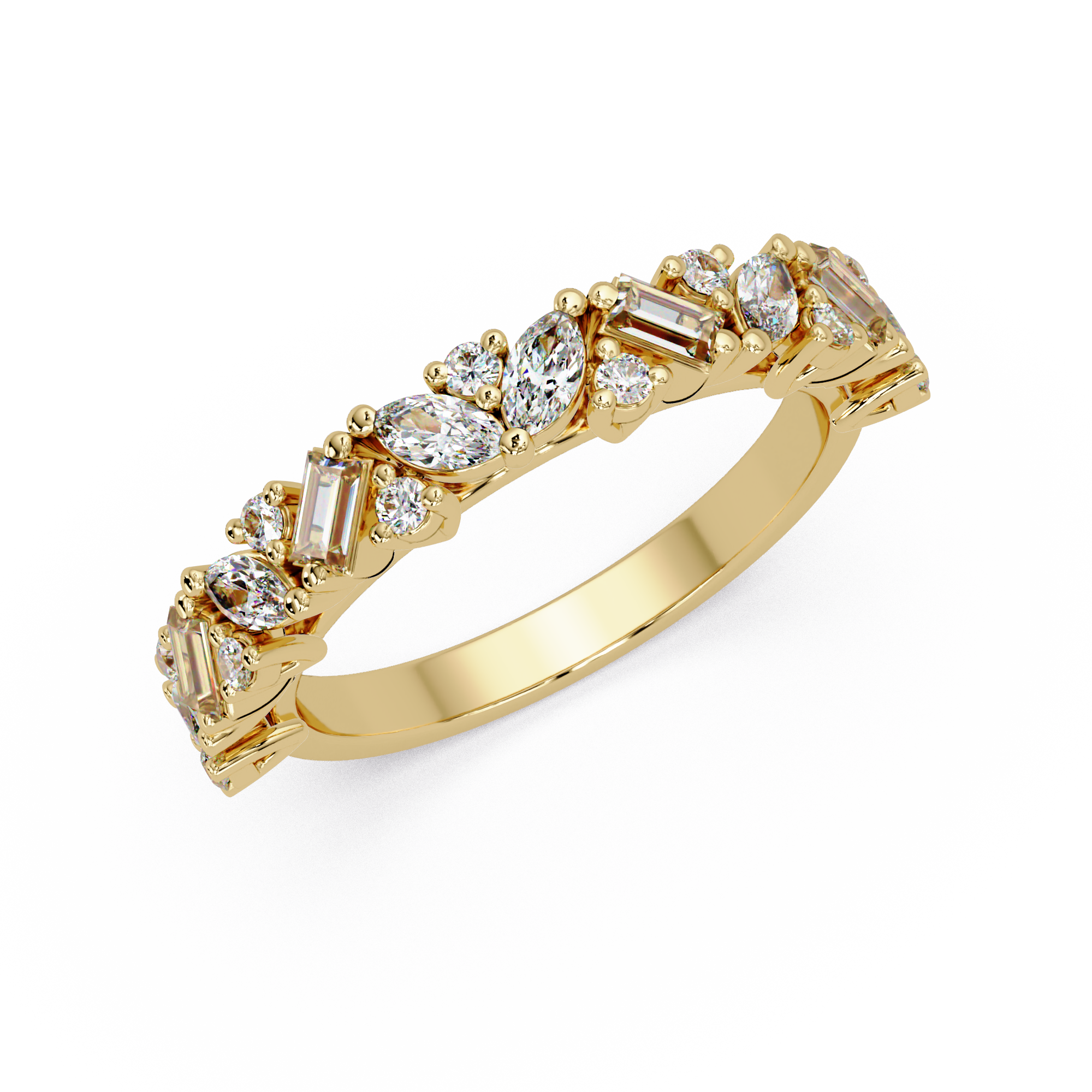 Baguette Straight, Marquise & Round Cut Diamond Ladies Ring