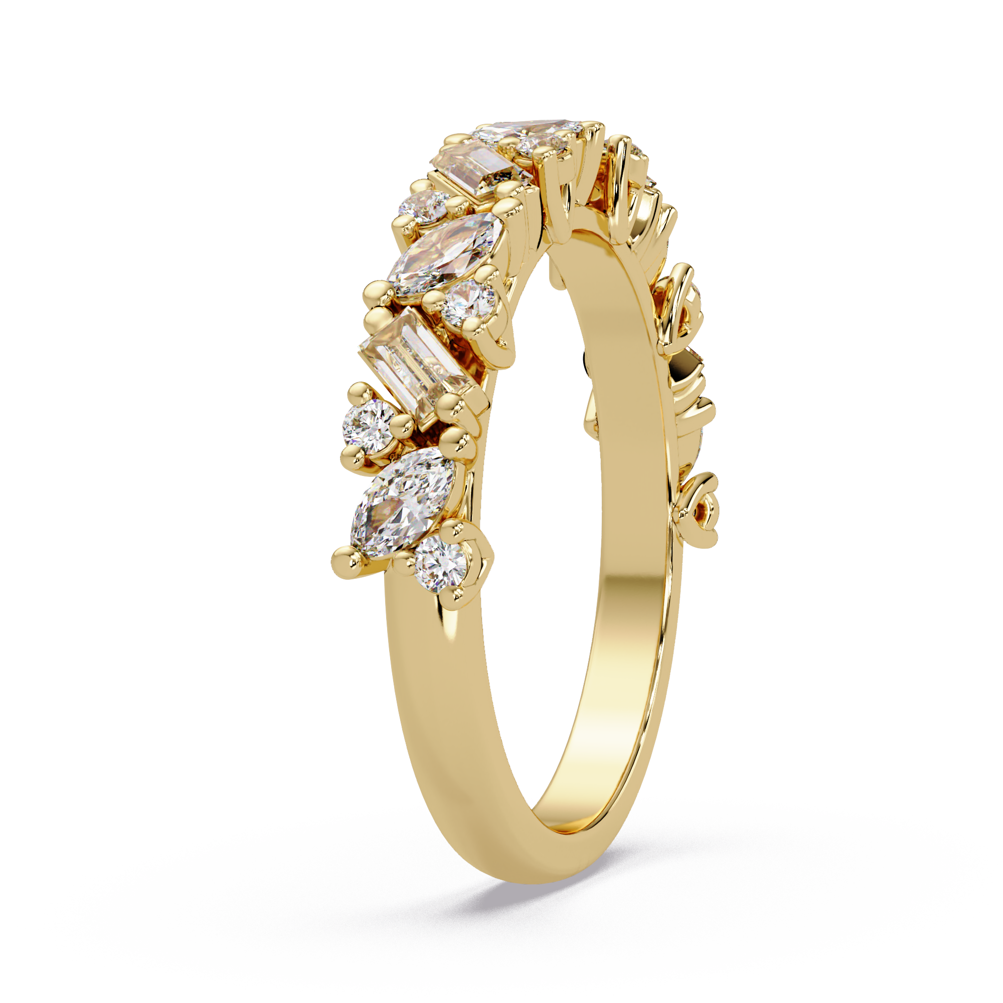 Baguette Straight, Marquise & Round Cut Diamond Ladies Ring
