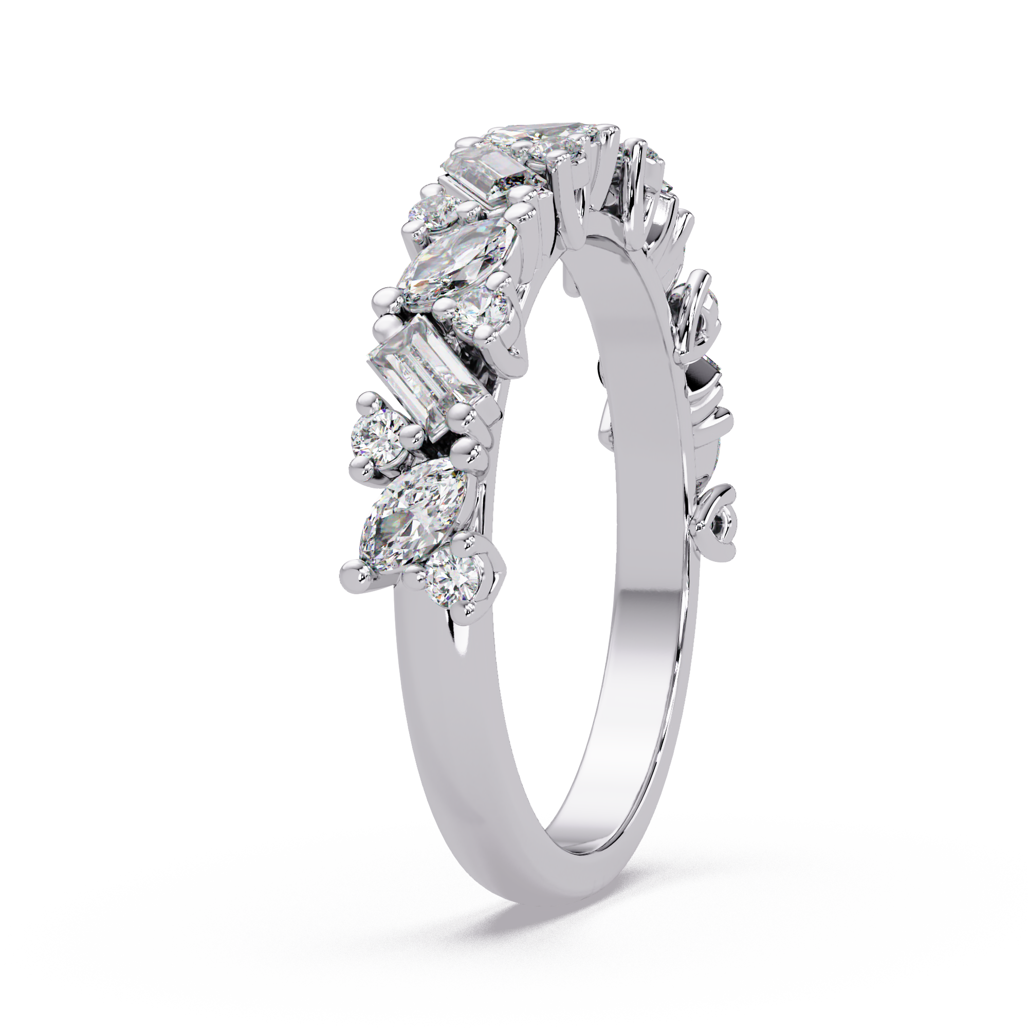 Baguette Straight, Marquise & Round Cut Diamond Ladies Ring
