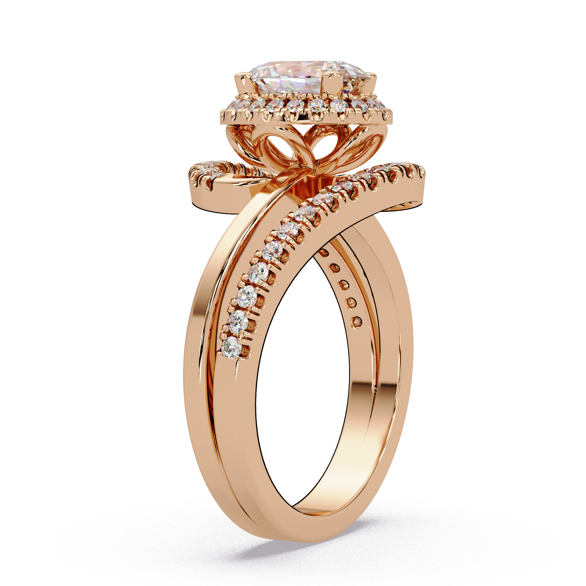 Oval & Round Cut Diamond Ladies Ring