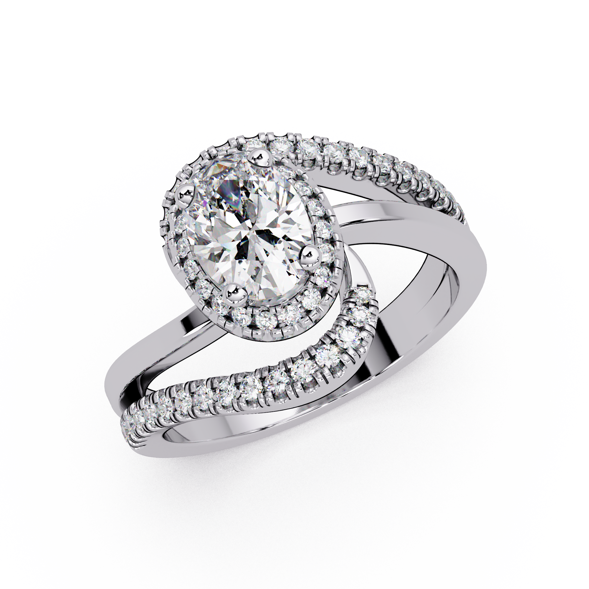 Oval & Round Cut Diamond Ladies Ring