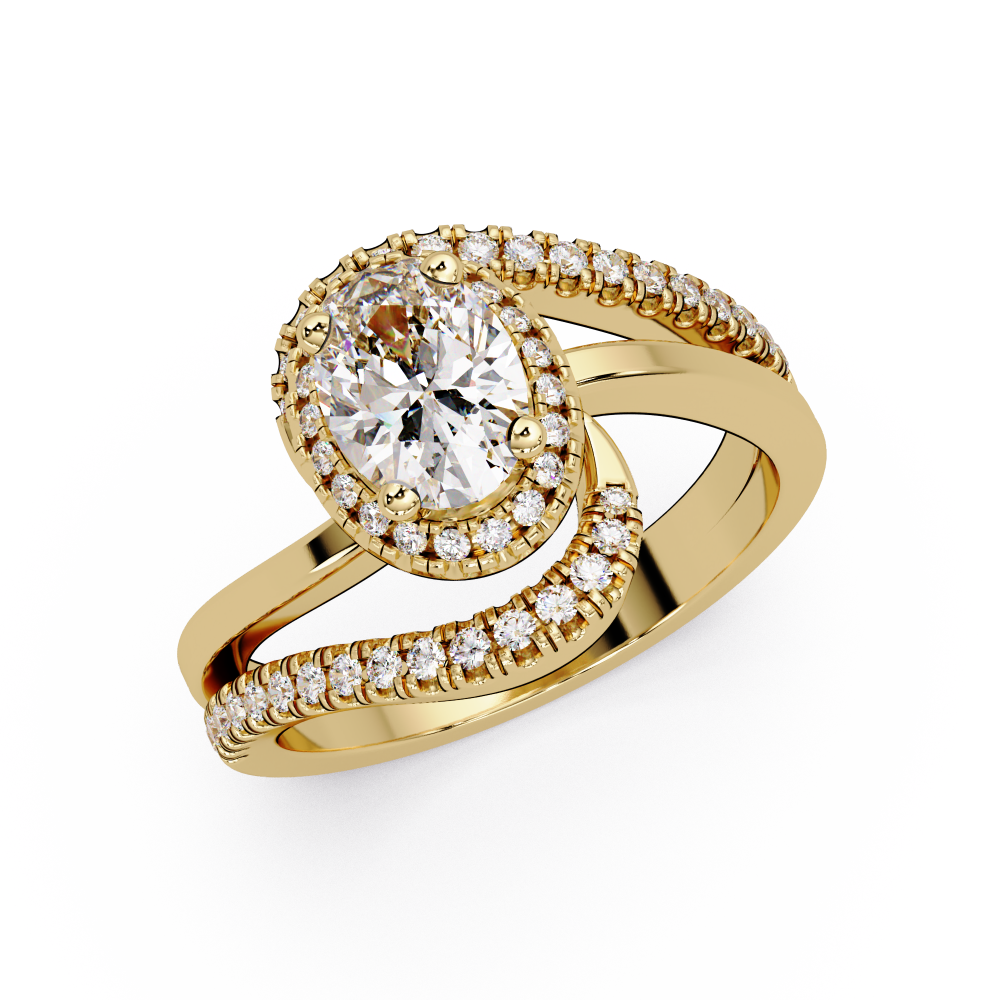 Oval & Round Cut Diamond Ladies Ring