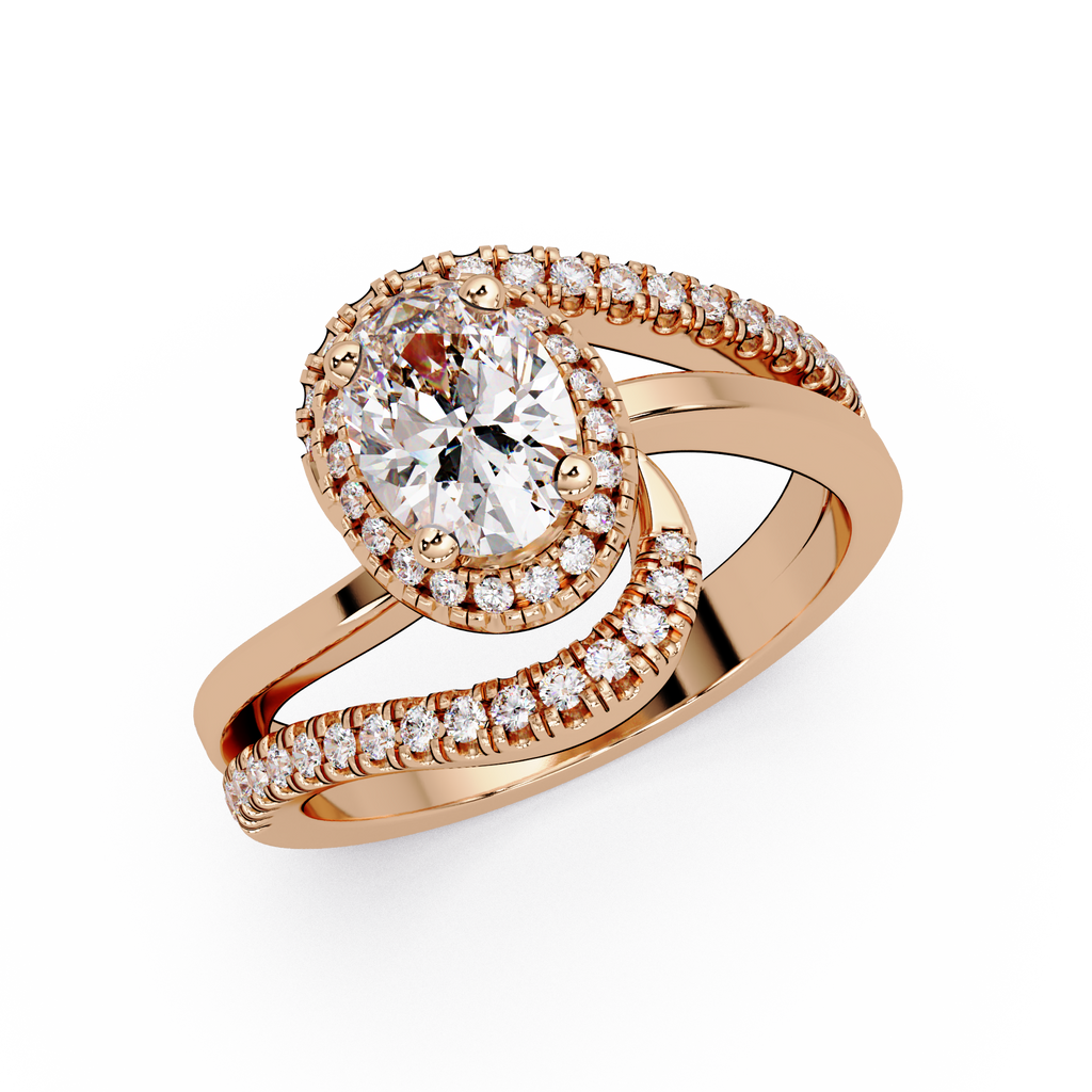 Oval & Round Cut Diamond Ladies Ring