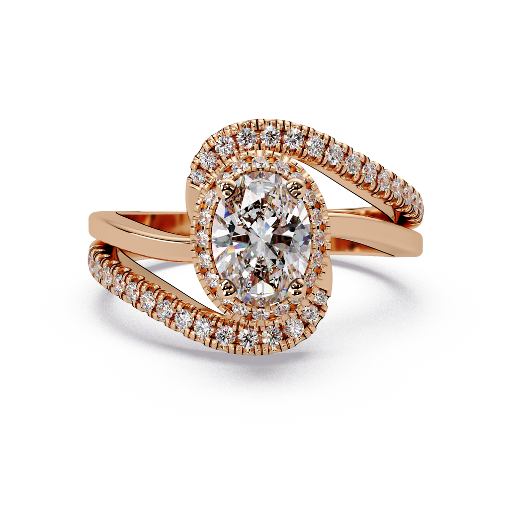 Oval & Round Cut Diamond Ladies Ring