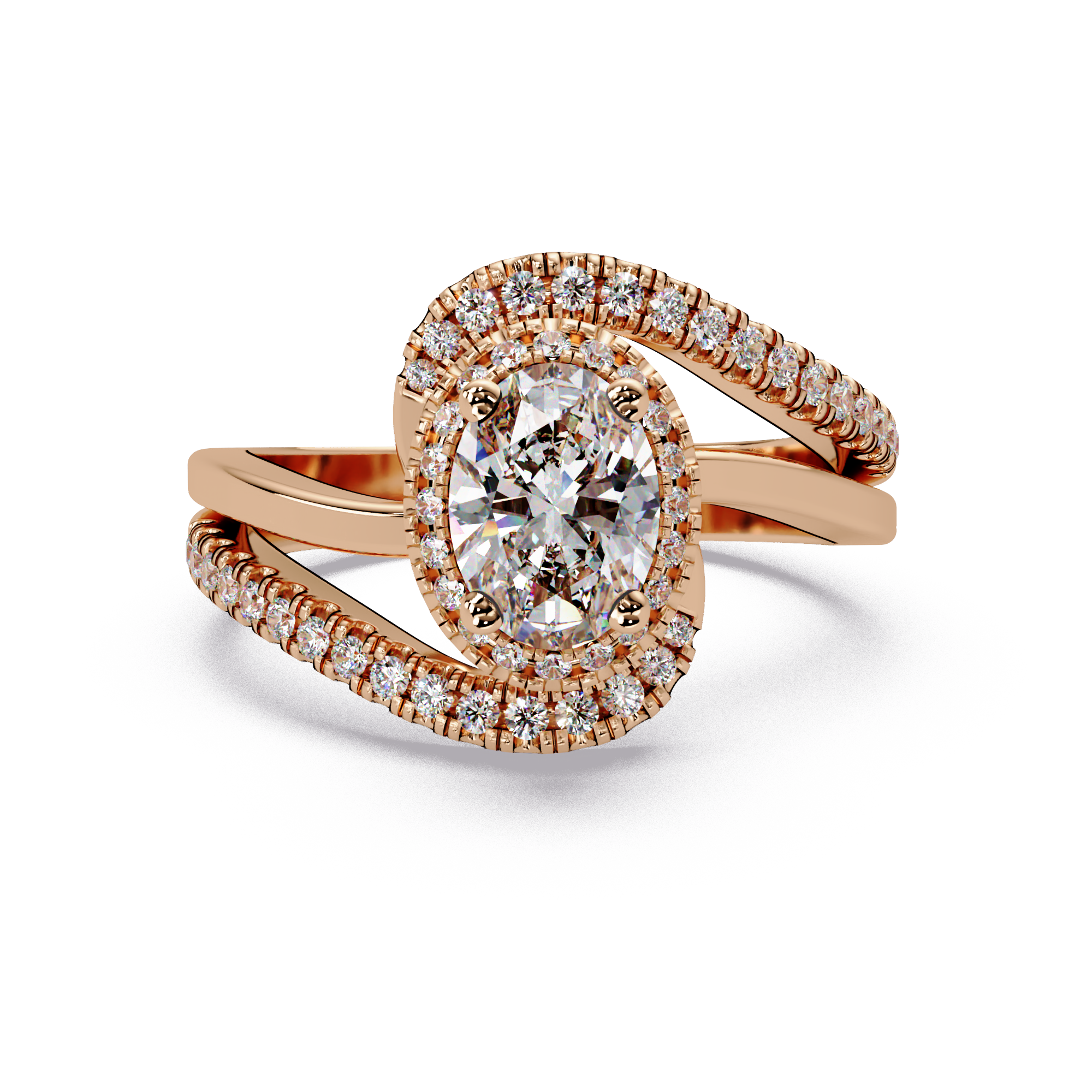Oval & Round Cut Diamond Ladies Ring