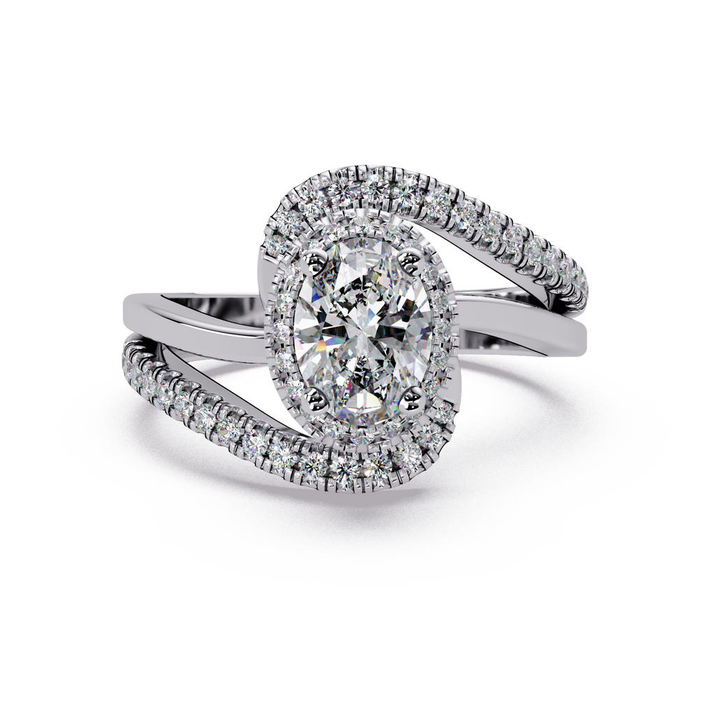 Oval & Round Cut Diamond Ladies Ring