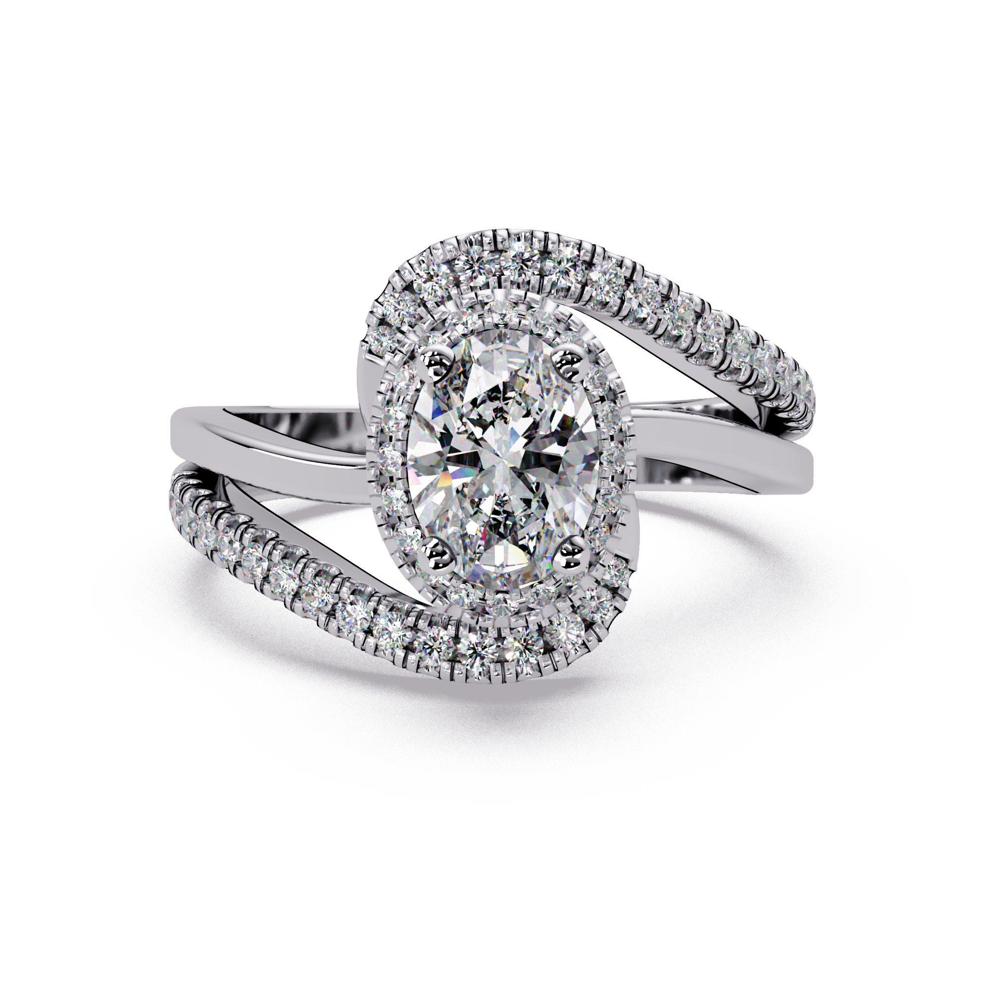 Oval & Round Cut Diamond Ladies Ring