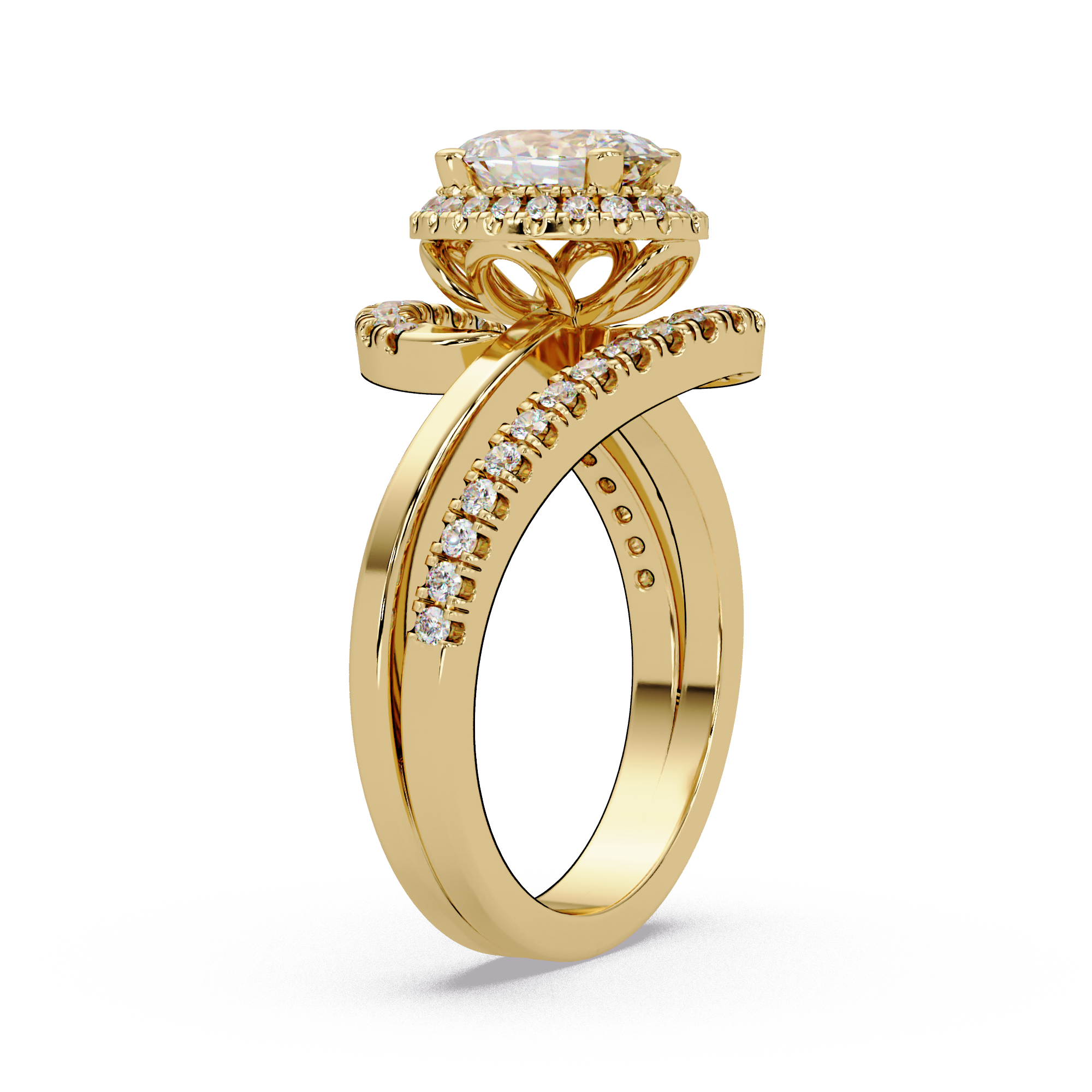 Oval & Round Cut Diamond Ladies Ring