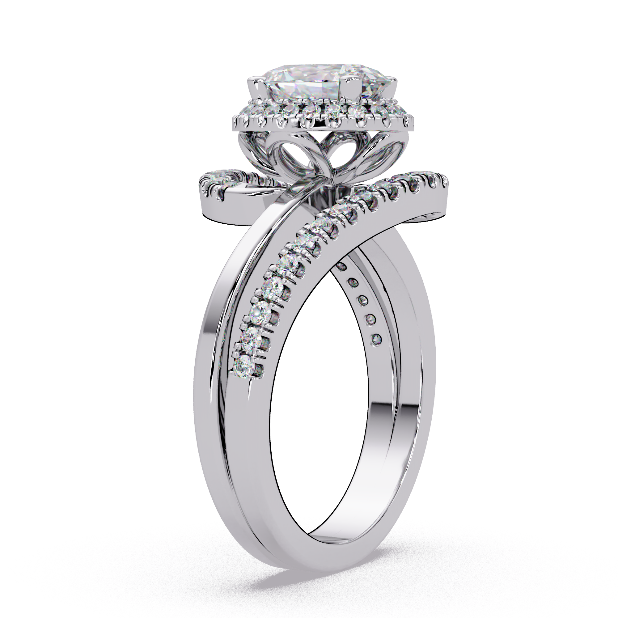 Oval & Round Cut Diamond Ladies Ring