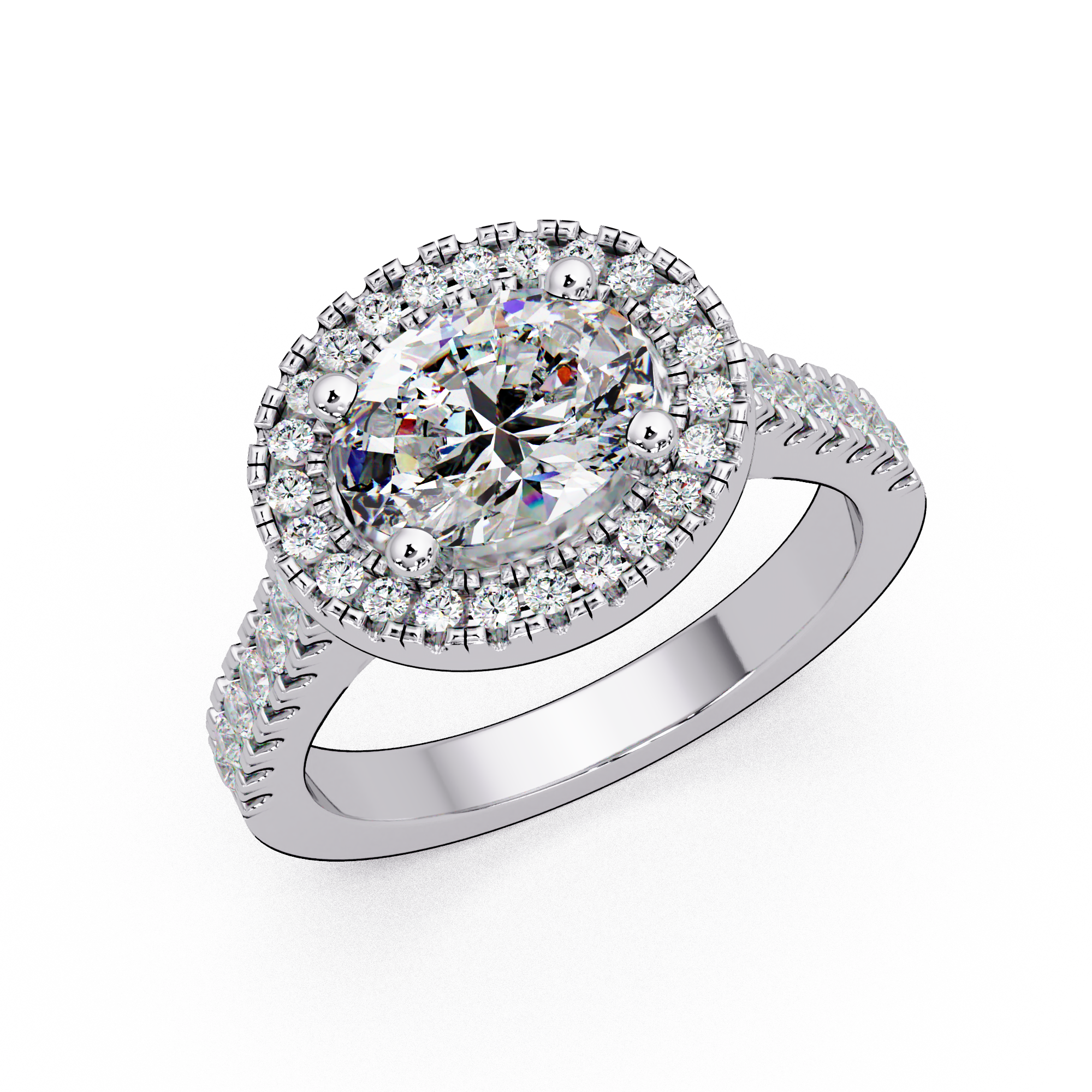 Oval & Round Cut Diamond Ladies Ring