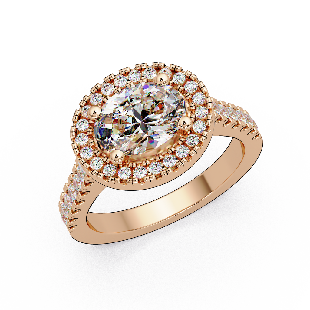 Oval & Round Cut Diamond Ladies Ring