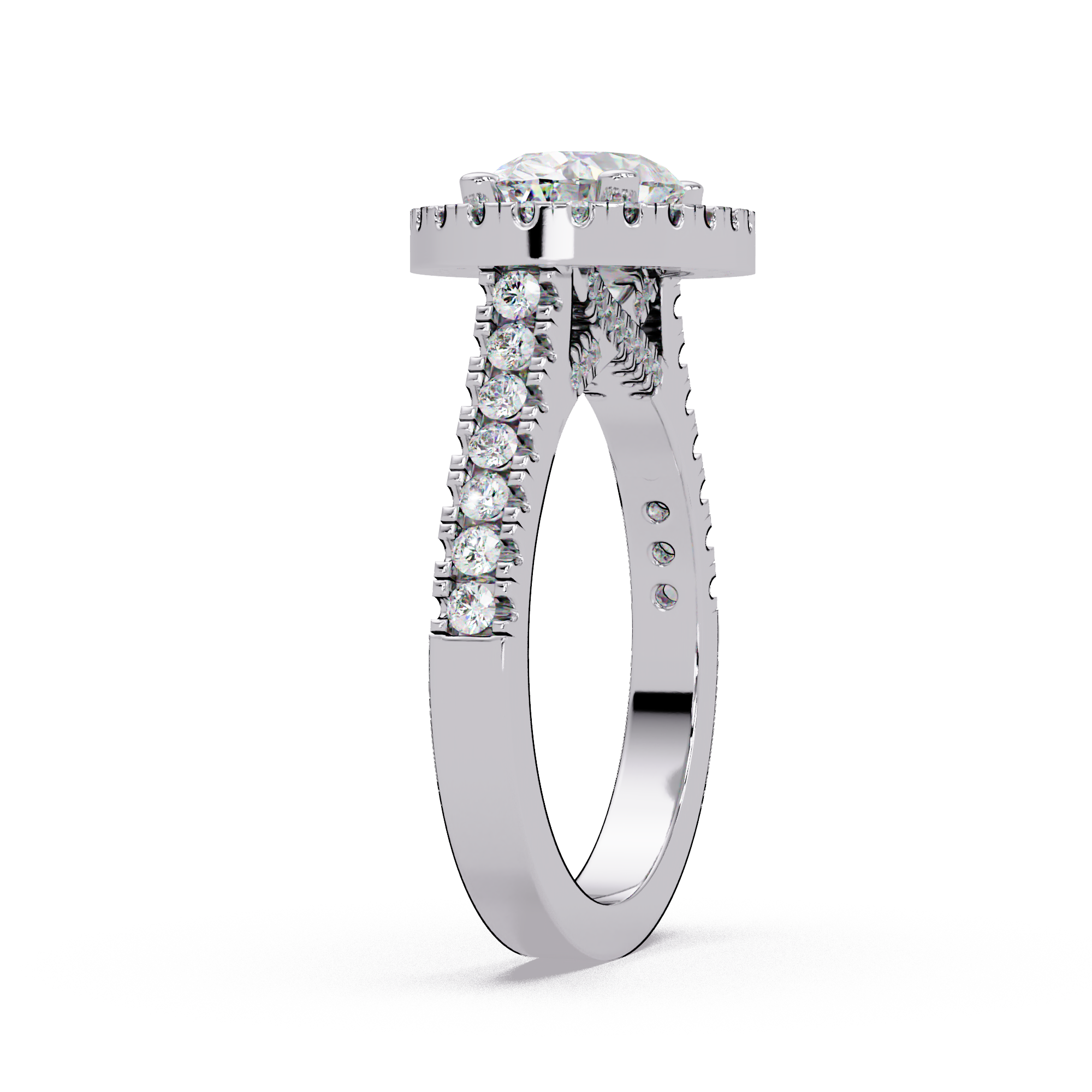 Oval & Round Cut Diamond Ladies Ring