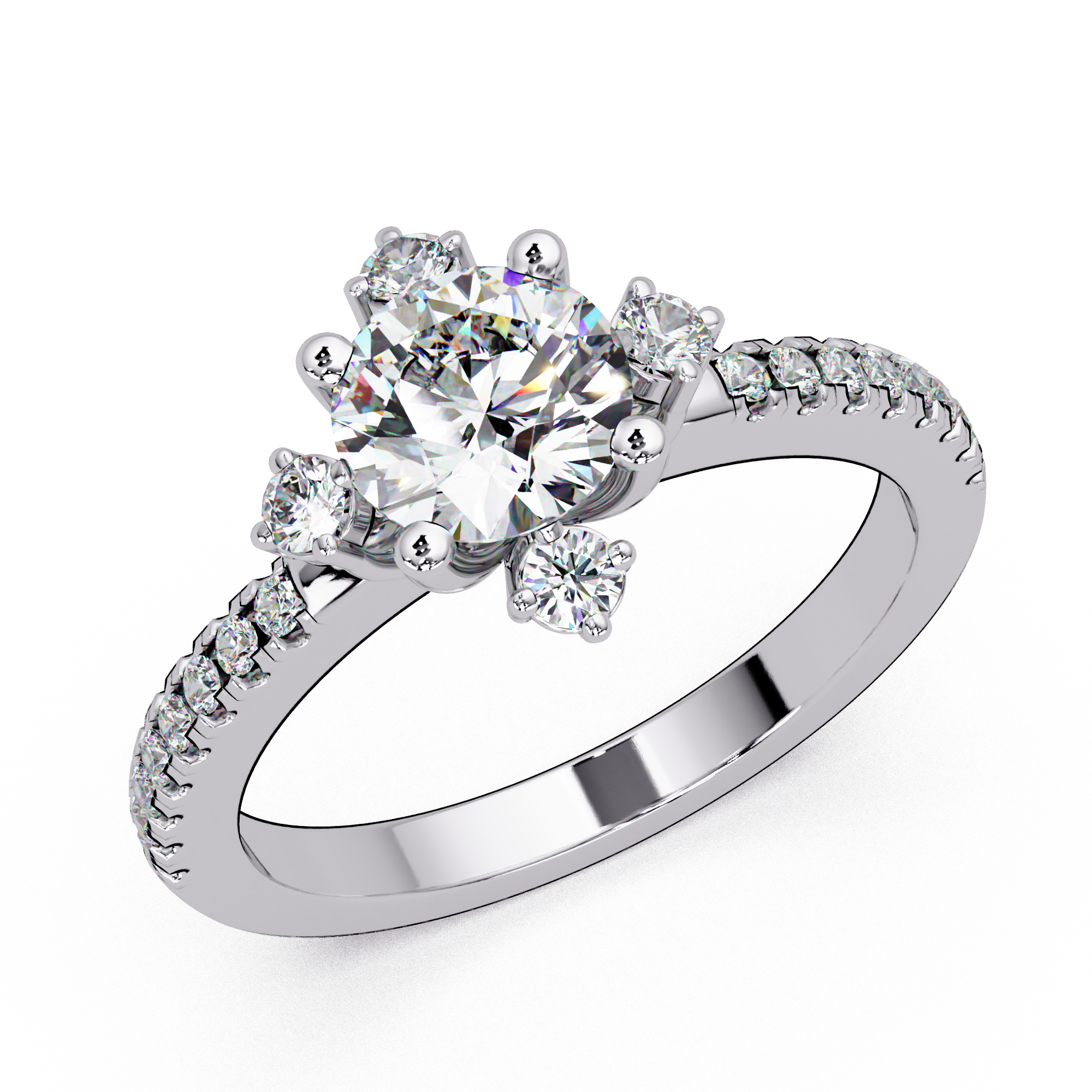 Round Cut Diamond Ladies Ring