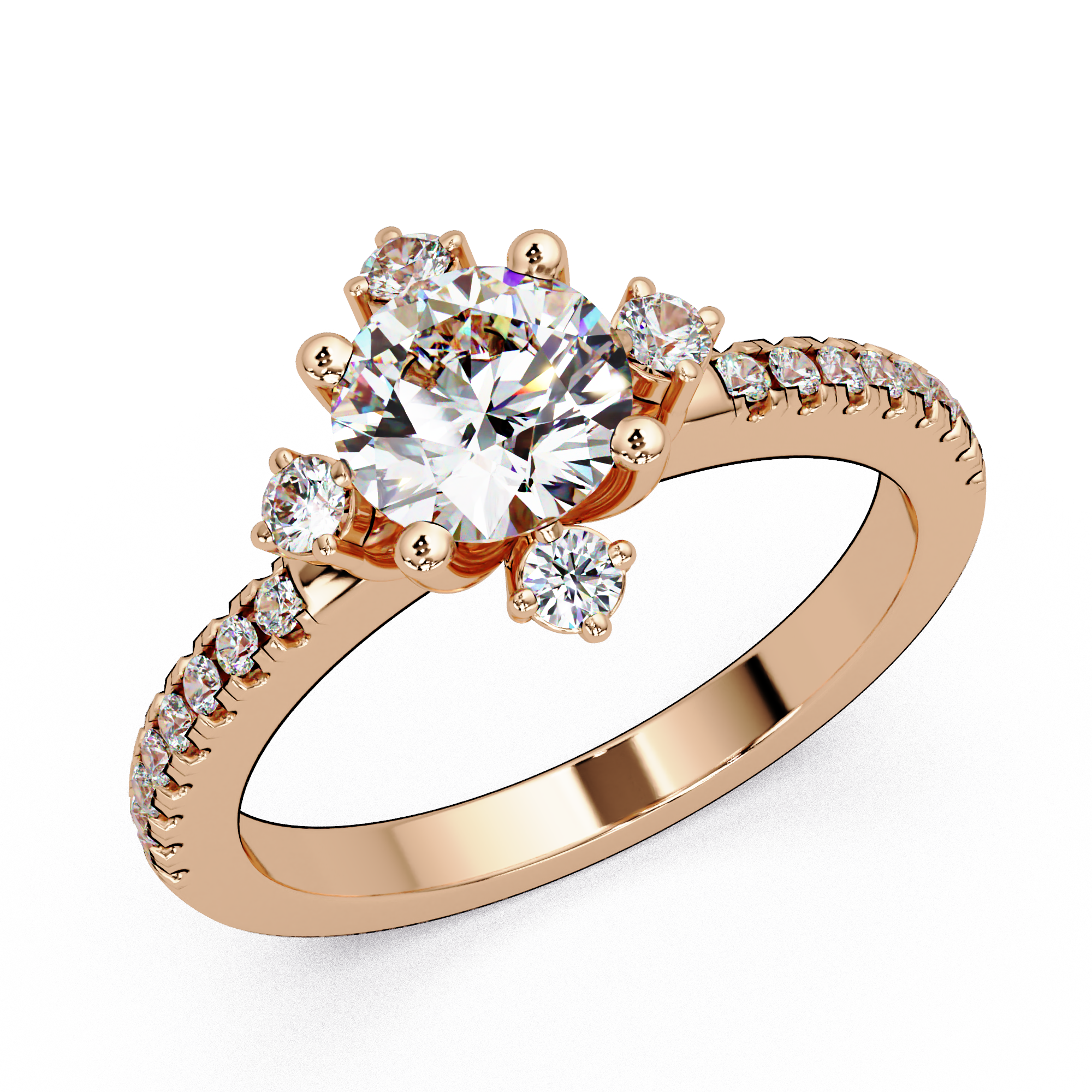 Round Cut Diamond Ladies Ring