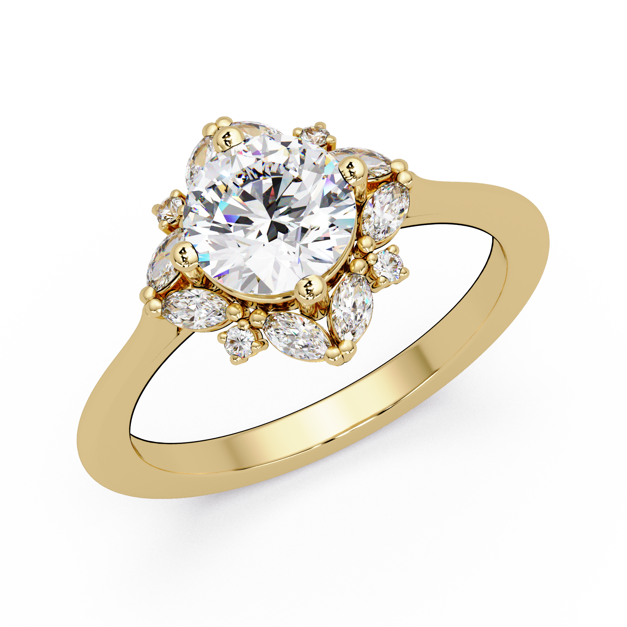 Marquise & Round Cut Diamond Ladies Ring