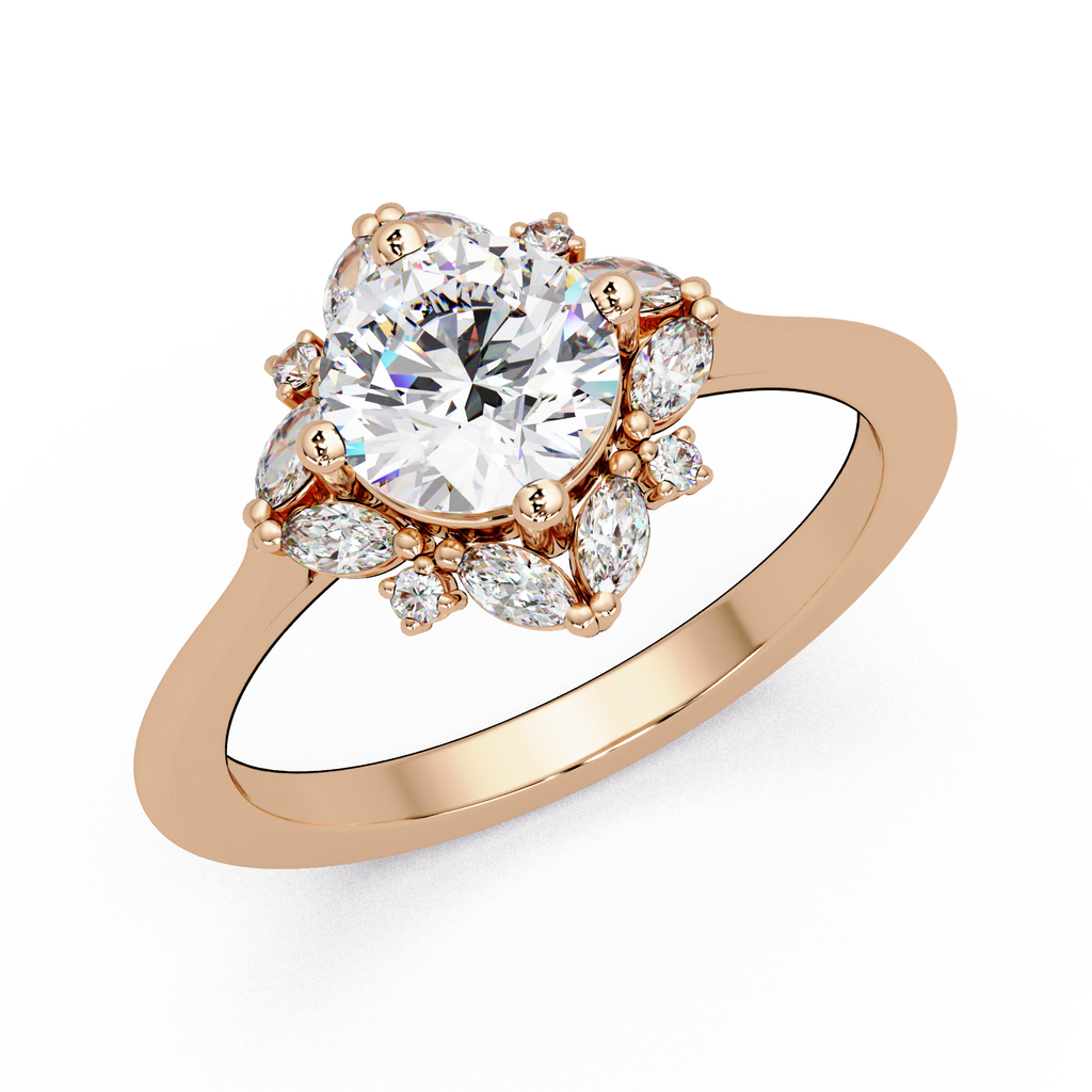 Marquise & Round Cut Diamond Ladies Ring