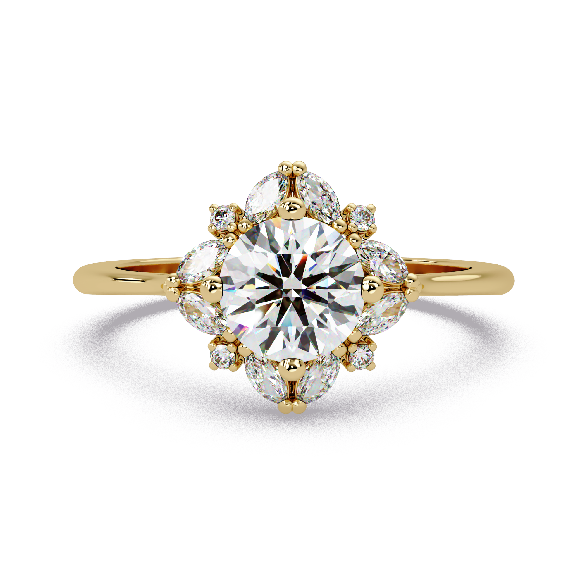 Marquise & Round Cut Diamond Ladies Ring