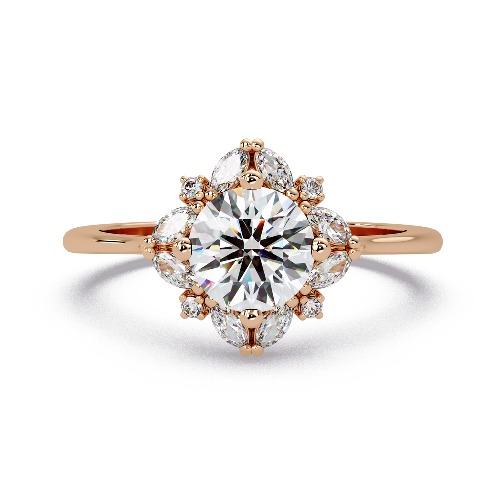 Marquise & Round Cut Diamond Ladies Ring