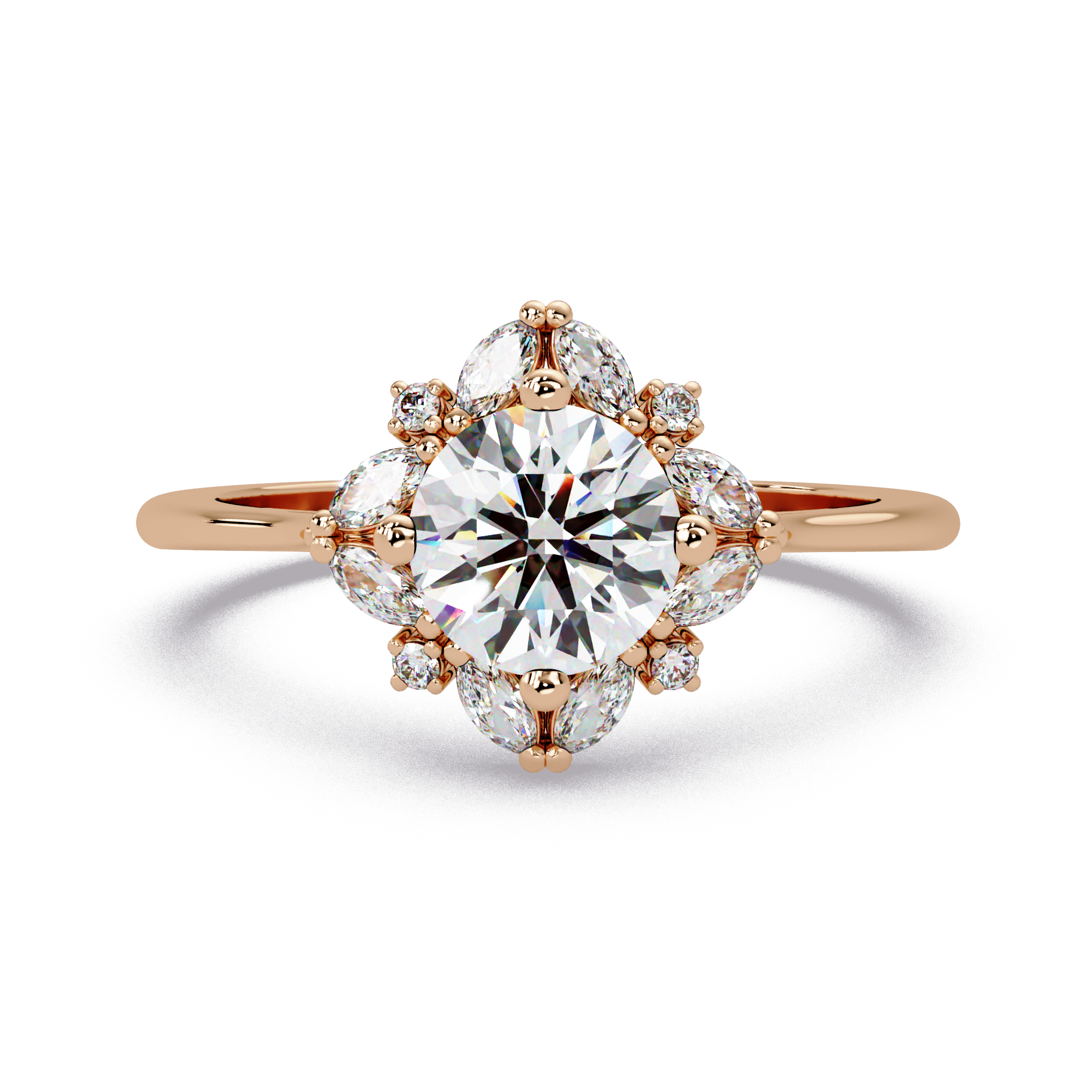 Marquise & Round Cut Diamond Ladies Ring