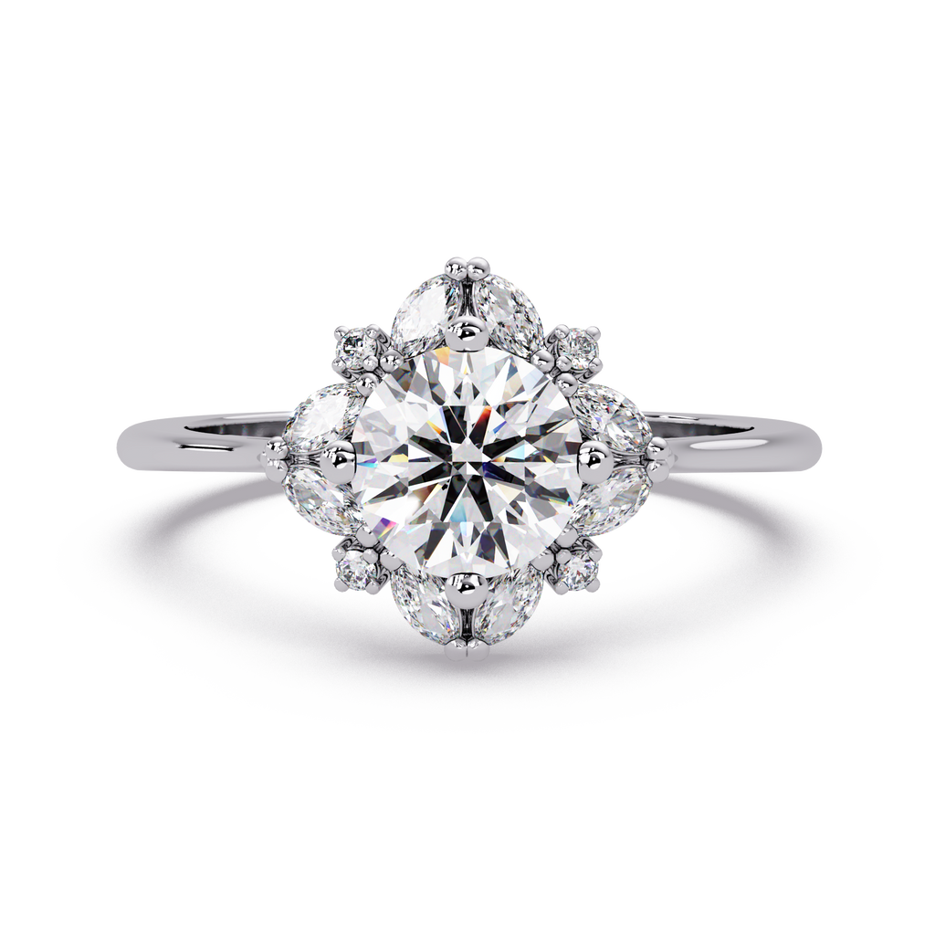 Marquise & Round Cut Diamond Ladies Ring