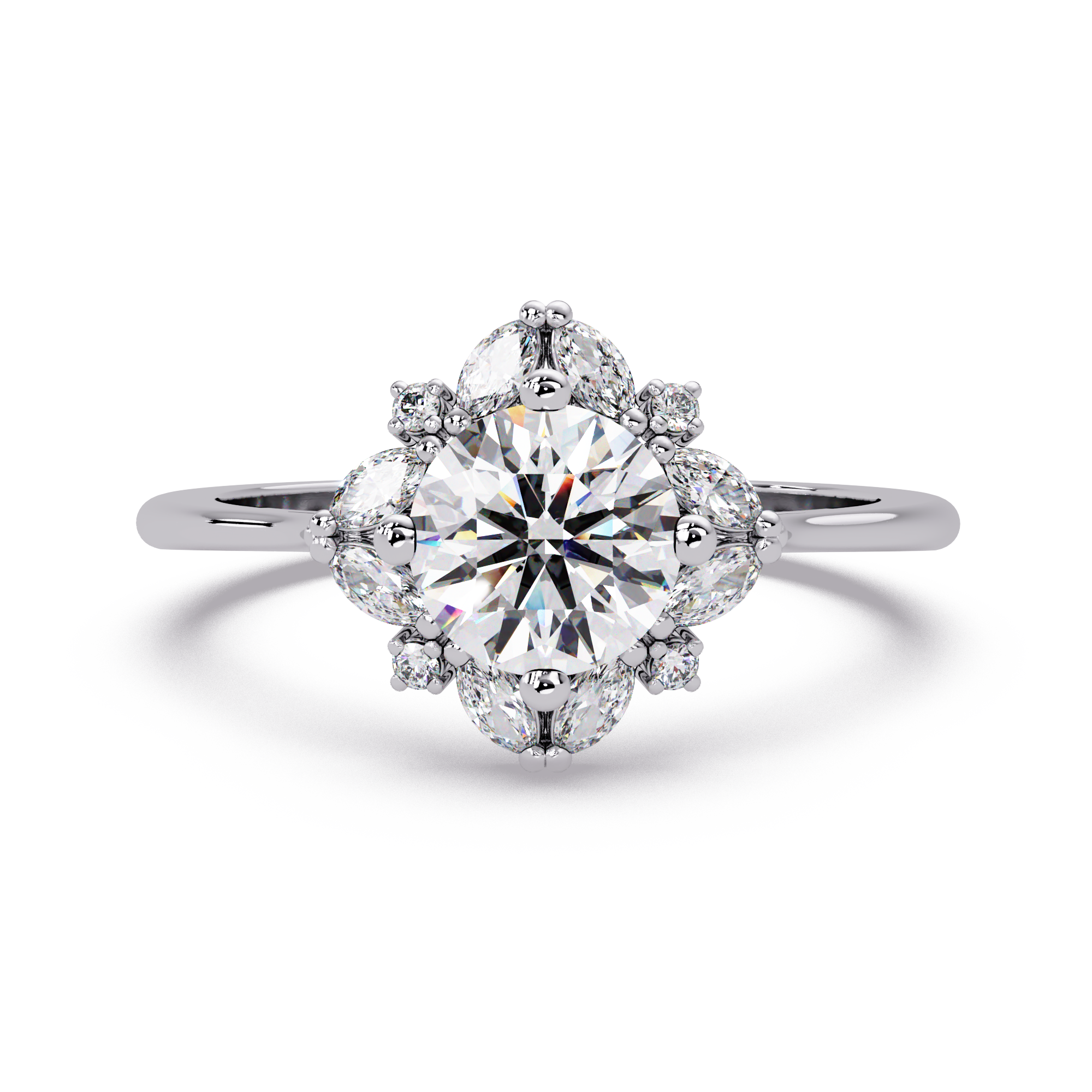 Marquise & Round Cut Diamond Ladies Ring