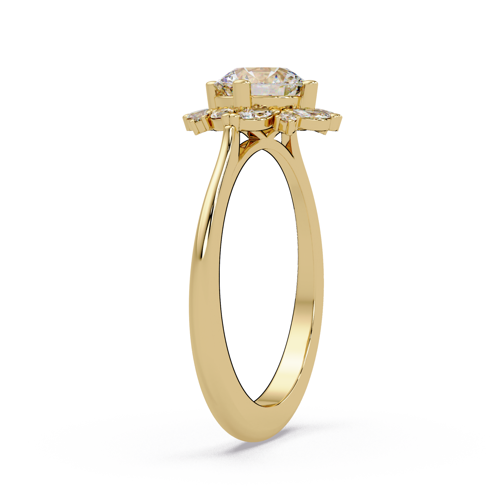 Marquise & Round Cut Diamond Ladies Ring