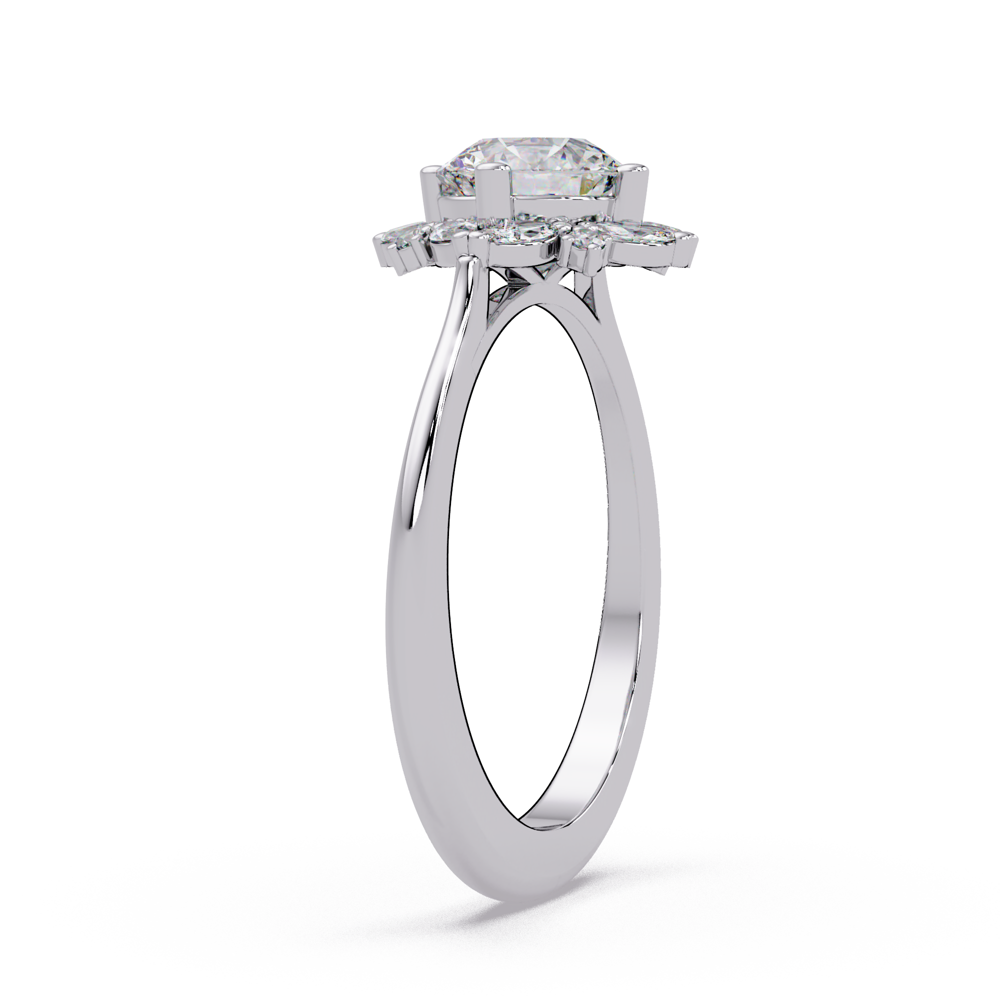 Marquise & Round Cut Diamond Ladies Ring