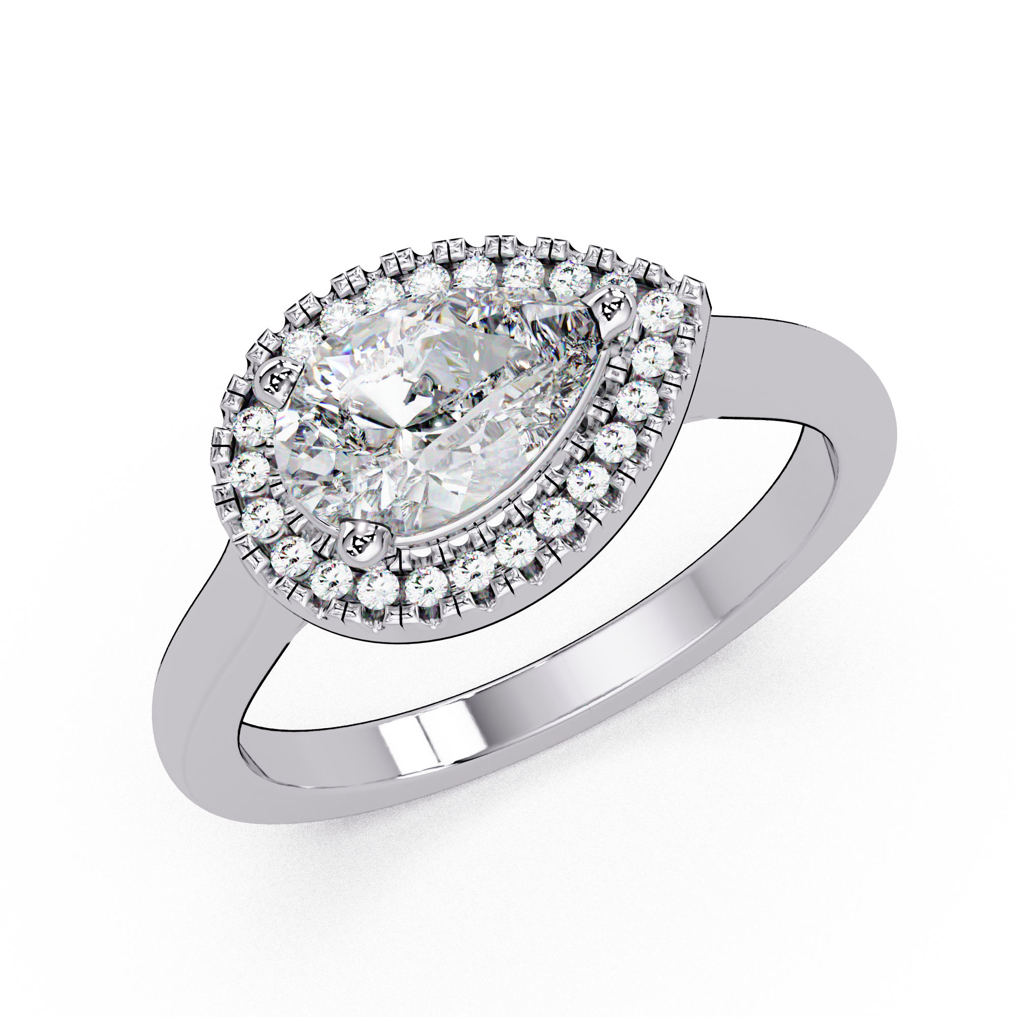 Pear & Round Cut Diamond Ladies Ring
