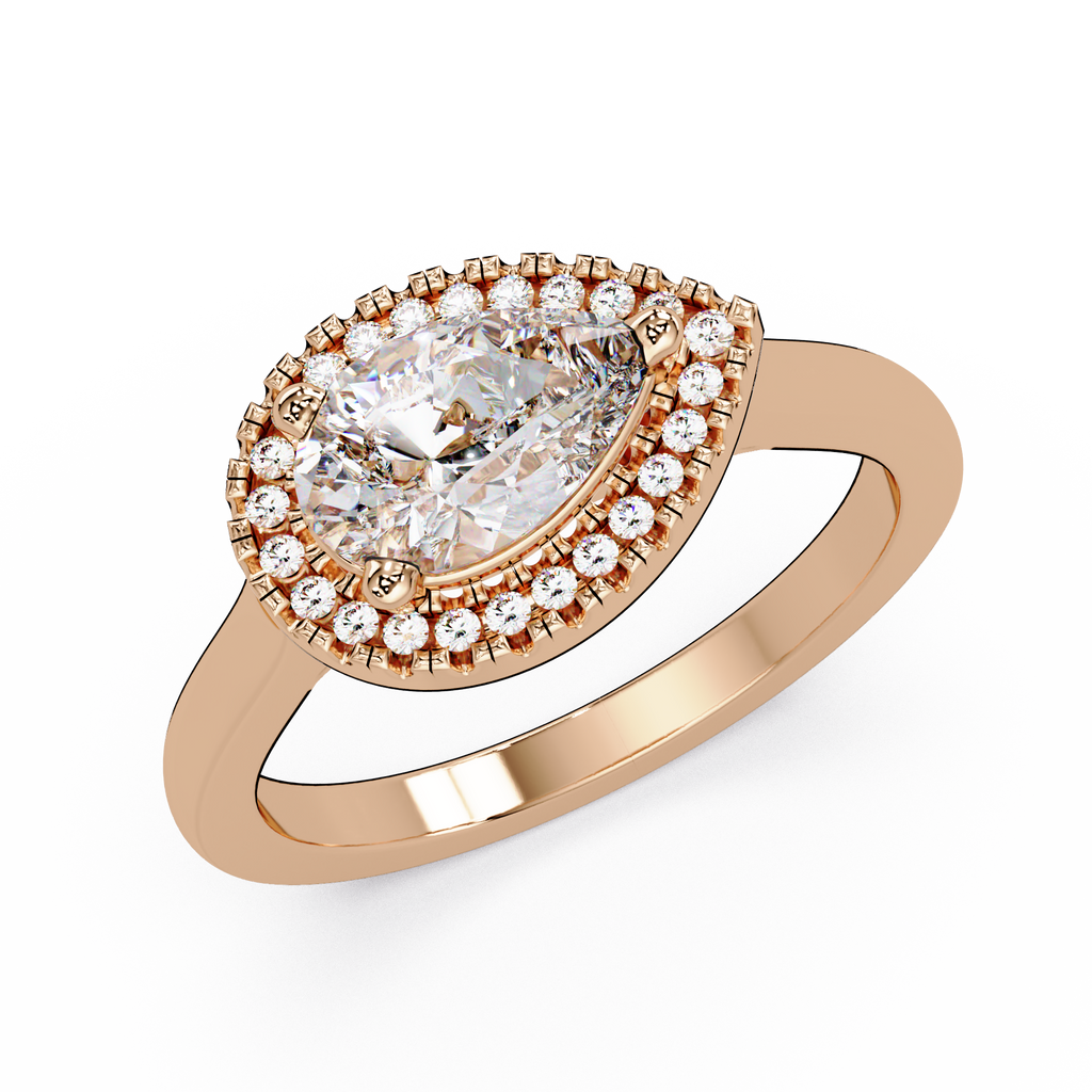 Pear & Round Cut Diamond Ladies Ring