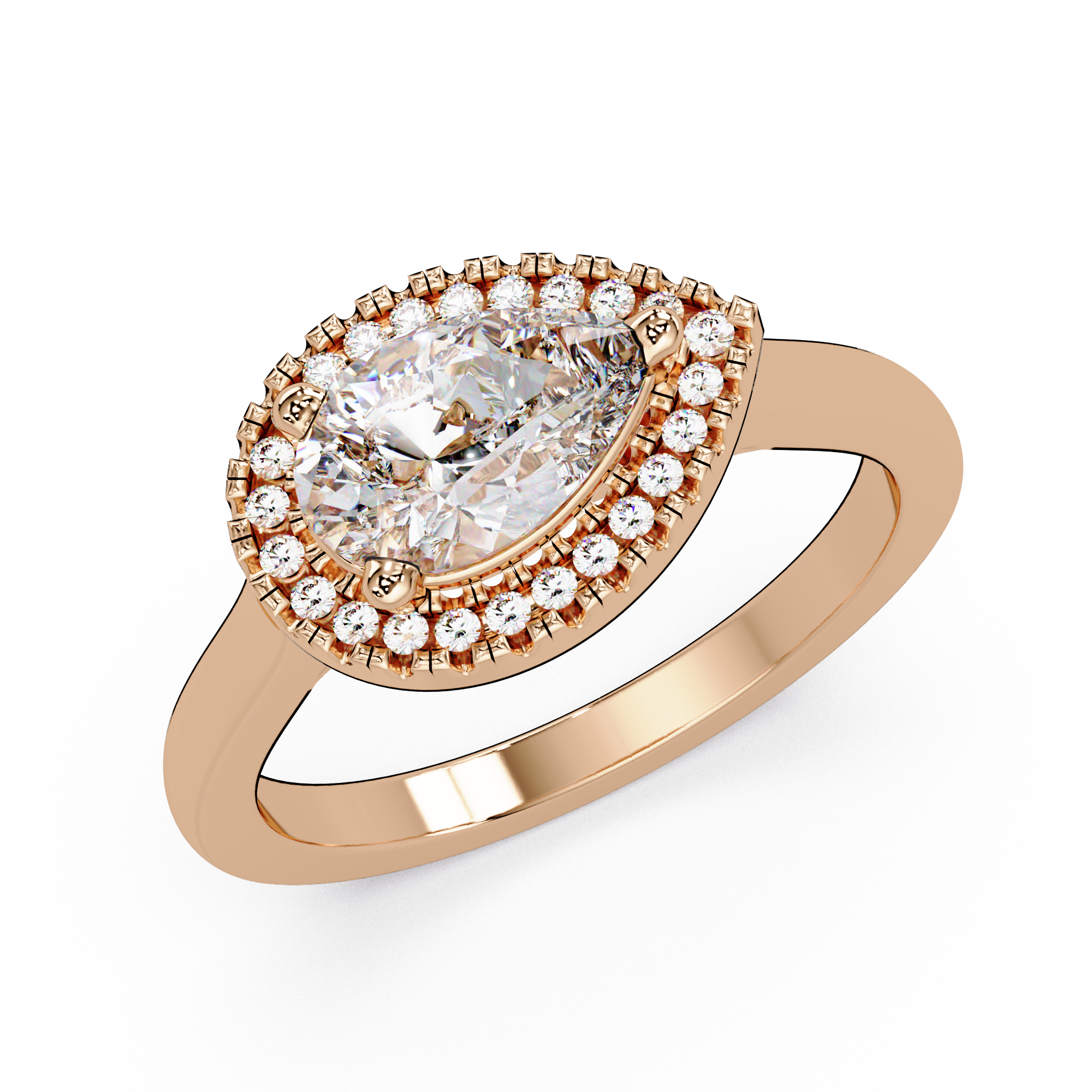 Pear & Round Cut Diamond Ladies Ring