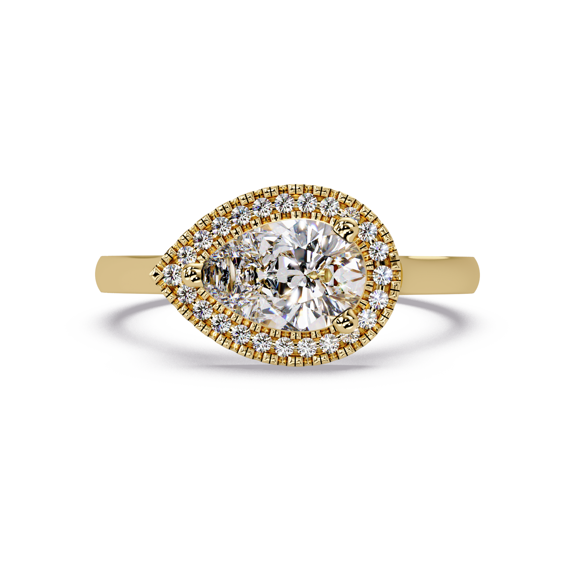 Pear & Round Cut Diamond Ladies Ring