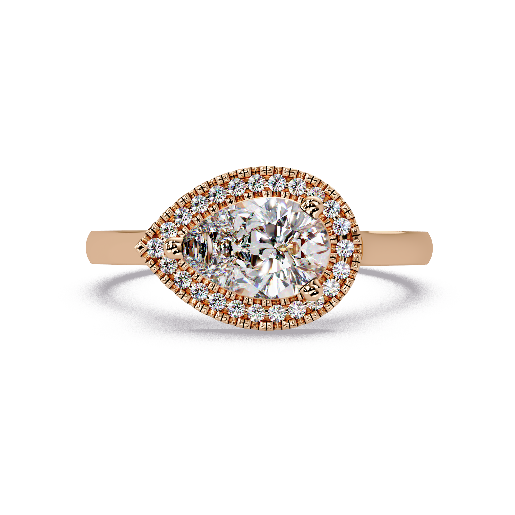 Pear & Round Cut Diamond Ladies Ring