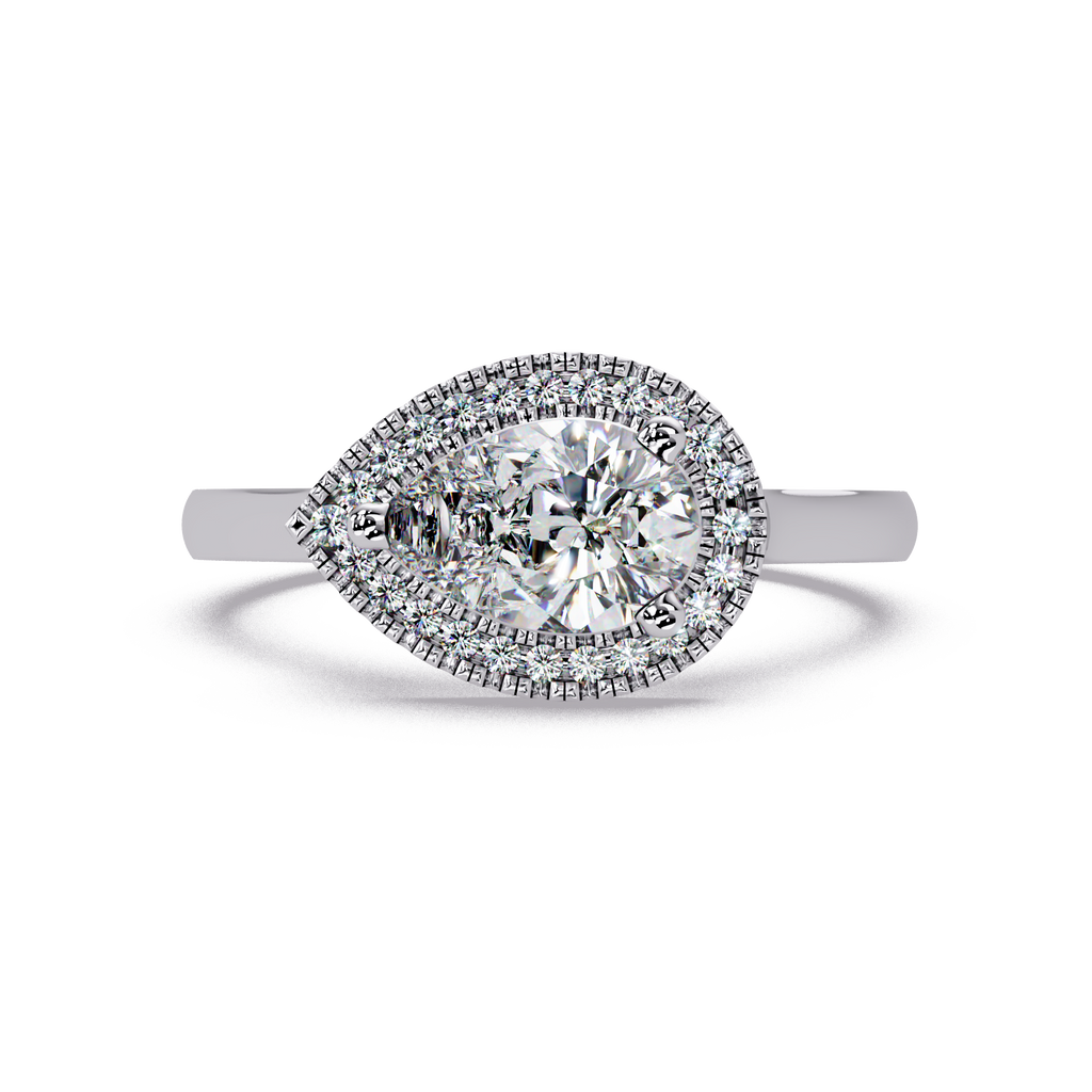 Pear & Round Cut Diamond Ladies Ring