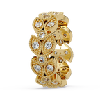 Vintage Leaf Motif Round Cut Diamond Band Ladies Ring