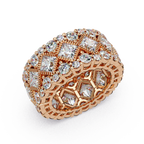 Princess and Round Cut Diamond Wide Eternity Band Ladies Ring