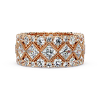 Princess and Round Cut Diamond Wide Eternity Band Ladies Ring