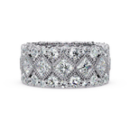 Princess and Round Cut Diamond Wide Eternity Band Ladies Ring